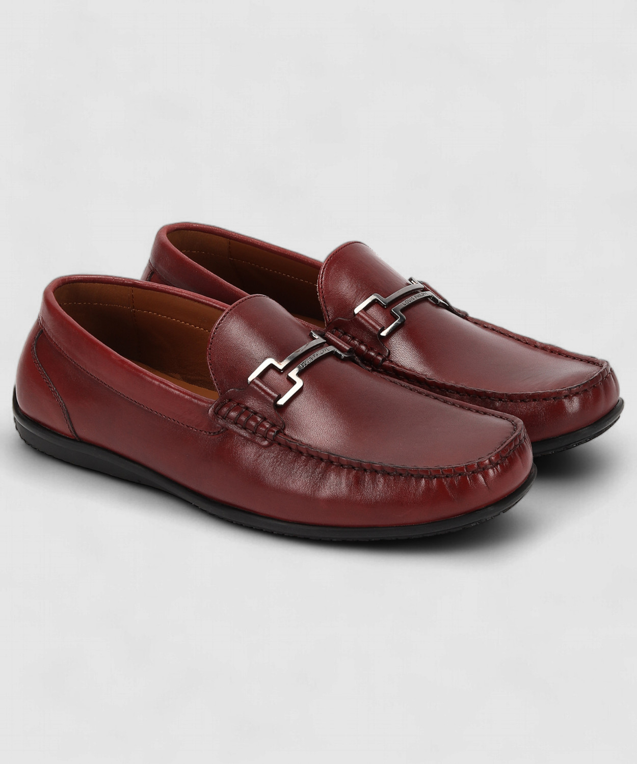 Image of LOUIS PHILIPPE Premium Leather Breathable Anti-Slip Flat Heel Formal Loafers For Men