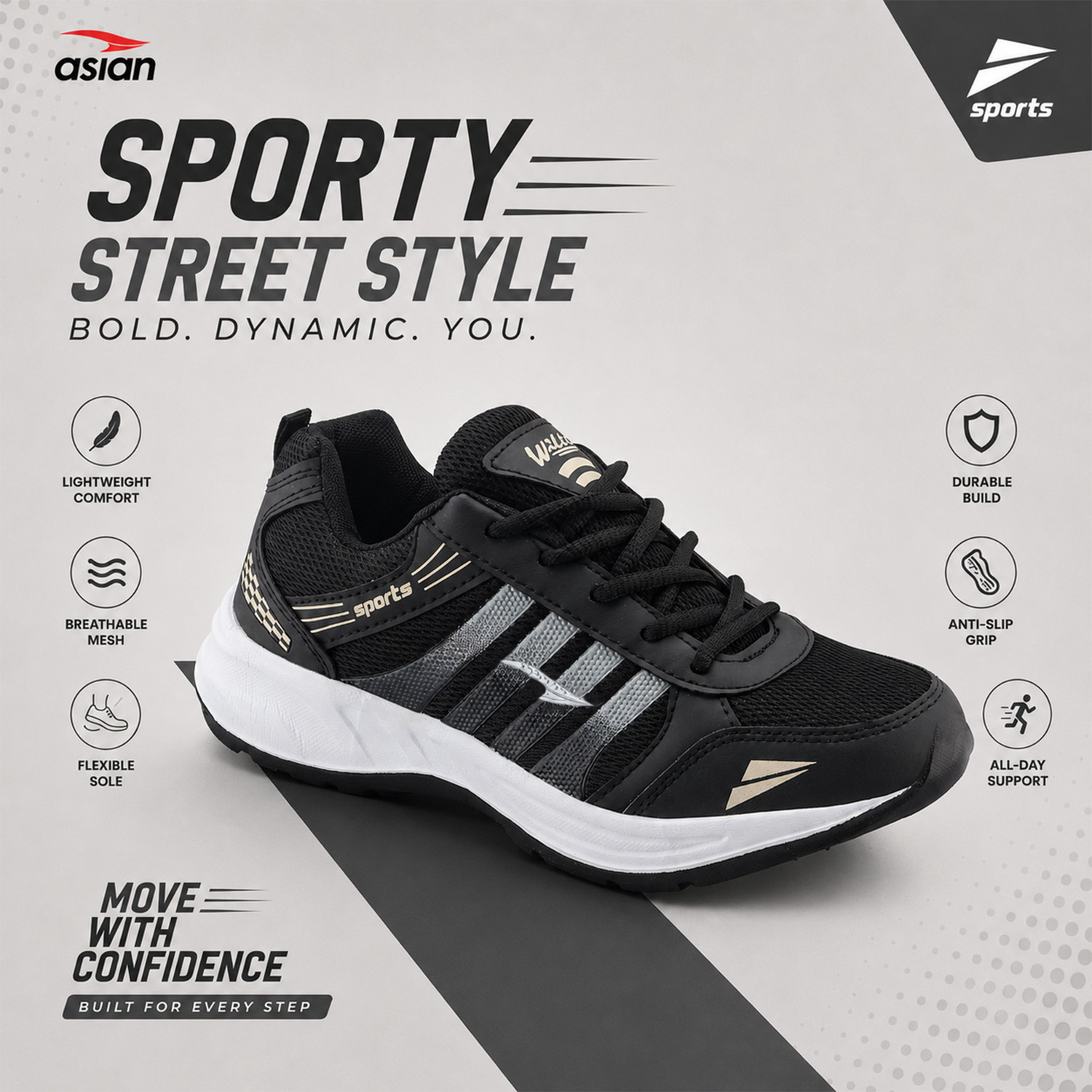 Image of asian Wonder-24 Men's Running Shoes with Cushioning Grip Comfort Running Shoes For Men Running Shoes For Men