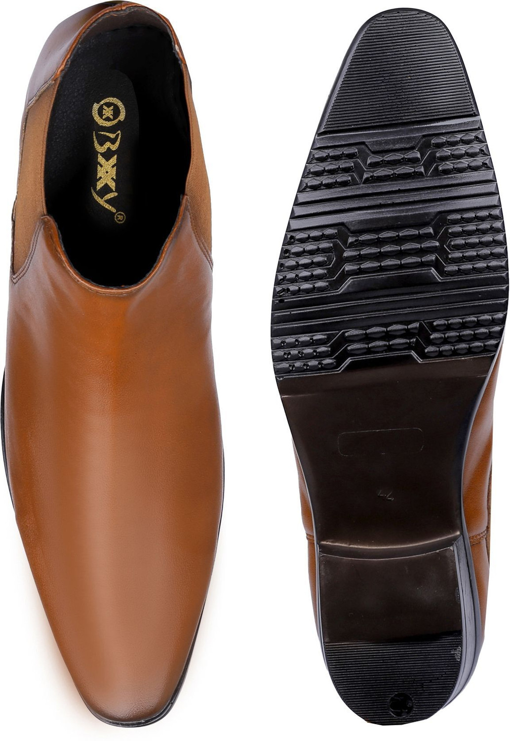 Image of BXXY Men's 3.54 Inch Hidden Height Increasing Tan Casual Formal Chelsea Slip On Boot Slip On For Men