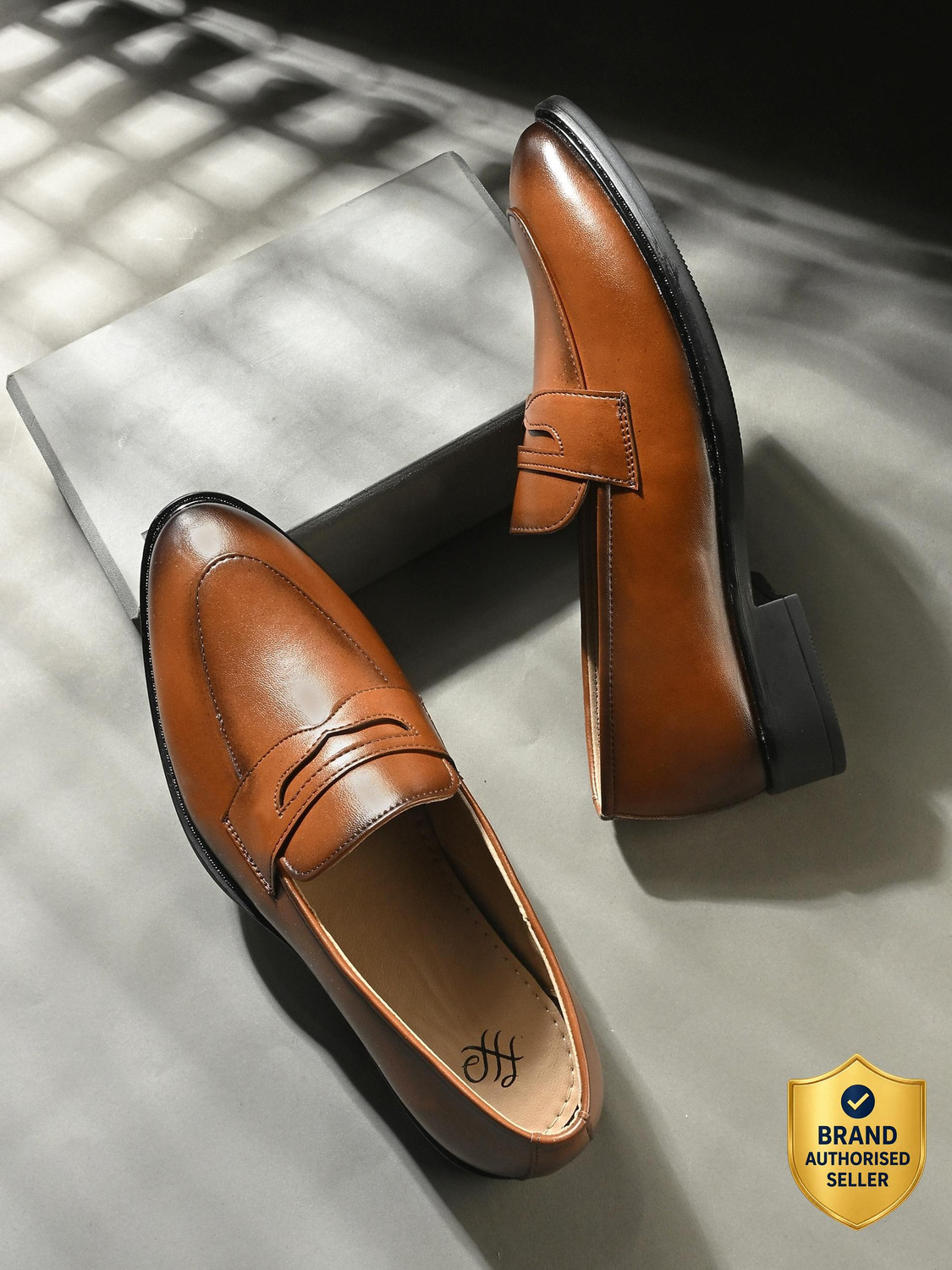 Image of House of Pataudi Stylish Loafers for Men With Soft Sole Casual & Semi-Formal Wear Slip On For Men (Tan, 7)