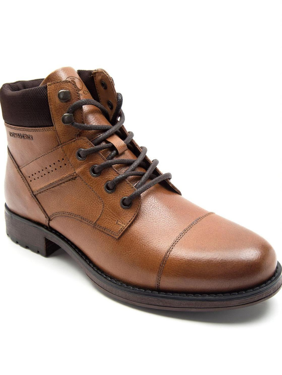 THOMAS CRICK Leather Outdoor Durable and Cushioned Lace-Up Zip Support Boots For Men (Tan) Boots For Men