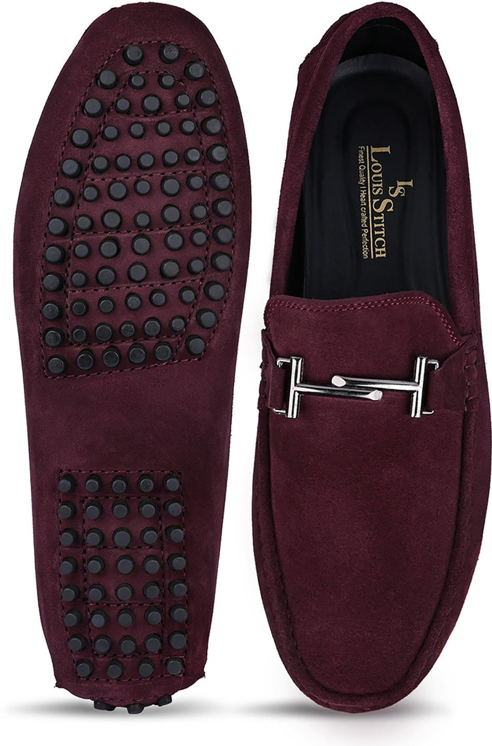 Image of LOUIS STITCH Casual Stylish Suede Leather Loafers for Men, Rosewood (ITSUDRW) Size 7 Loafers For Men