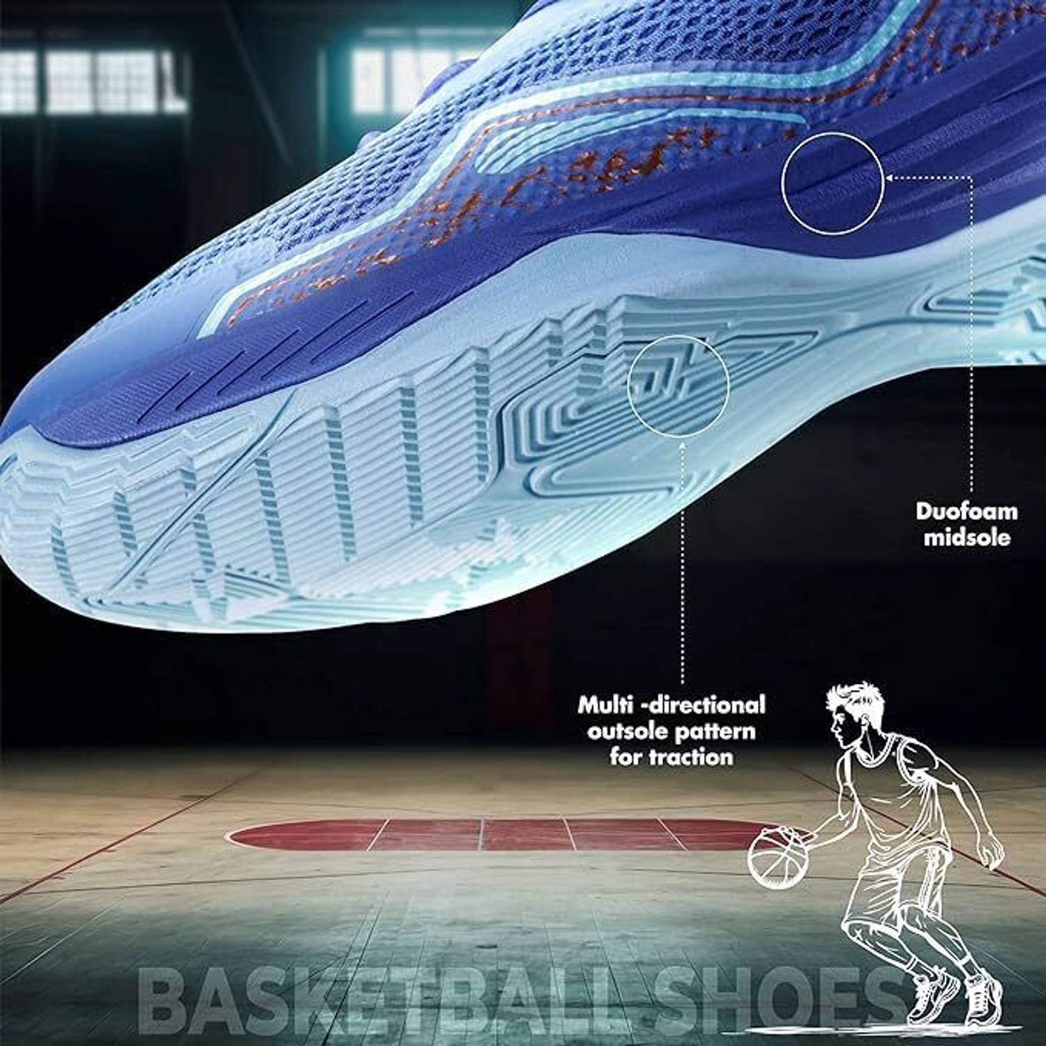 NIVIA WARRIOR 2.0 Men's Basketball Shoes Blue - Image 4