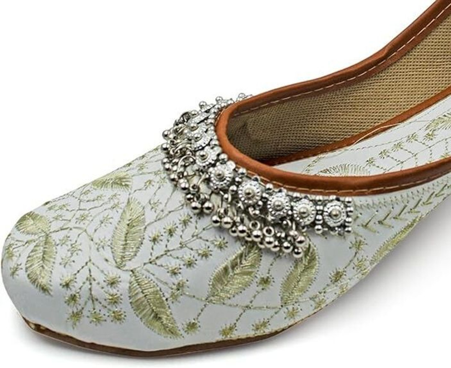 Image of Tarifaan Women's Handmade Rajasthani Embroidered PVC Sole Synthetic Mojari /Jutti Women Bellies