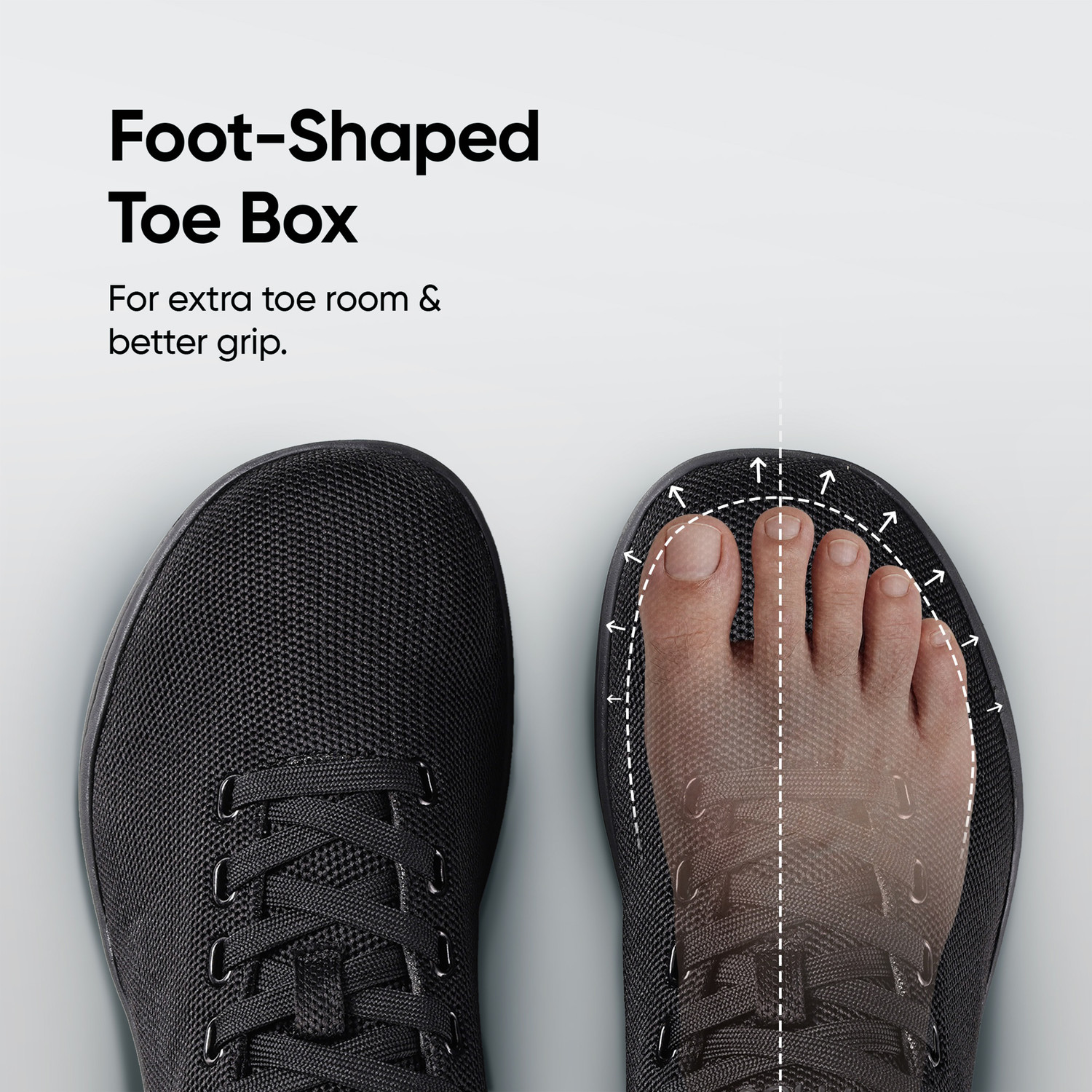 Image of Frido Flat Footbed Cloud Comfort Lace-up Knitted Sports Shoes with Zero-Drop Design Walking Shoes For Men (Black, 9)