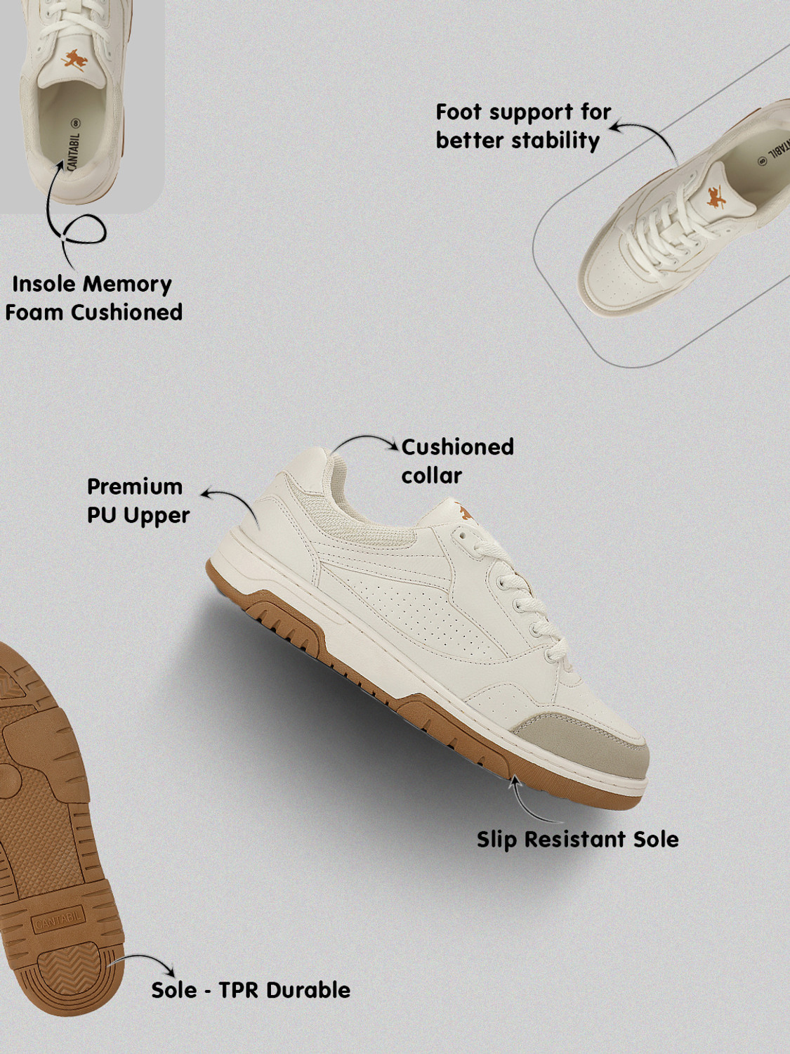 Image of CANTABIL Cantabil Sneaker Shoes for Men | Lightweight & Comfortable with Cushioned Insole Sneakers For Men