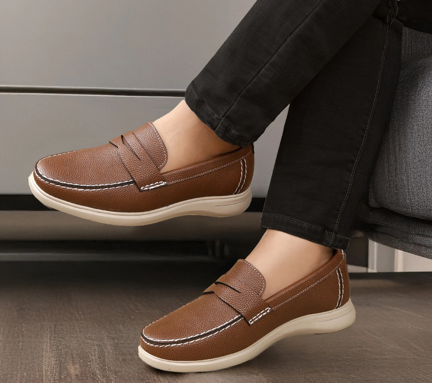 Image of Zixer Luxury Hand-Stitched Loafers Shoes /Lightweight /Comfort & Wrinkle-Free Moccasins Loafers For Men