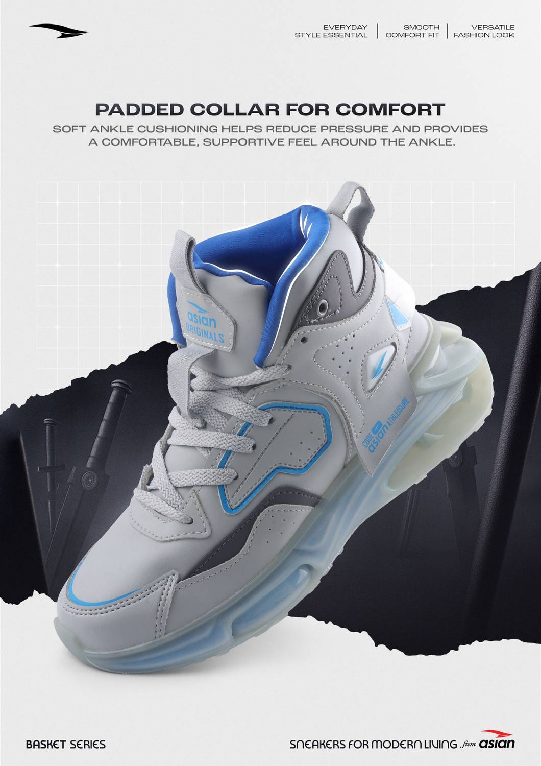 asian Basket-11 Men's Mid-Top Sneakers - Image 4