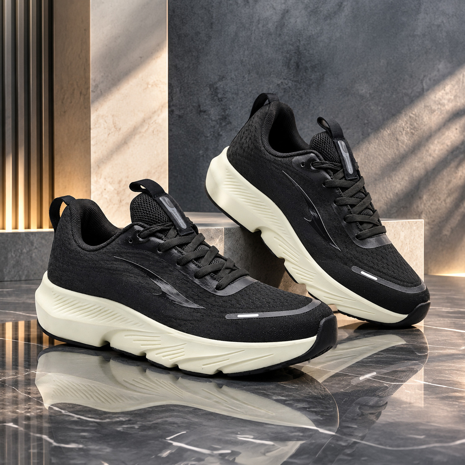 Image of asian AEROFOAM-03 Running Shoes for Men with Aerofoam Technology & Memory Insole Running Shoes For Men (Black, 9)