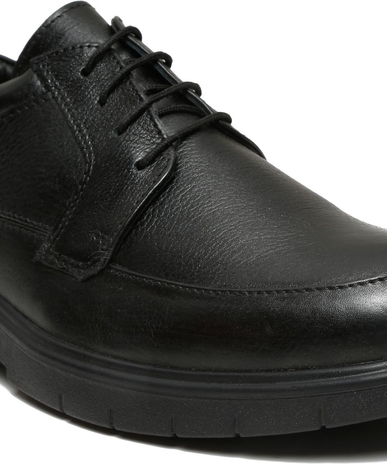 Image of Teakwood Men Black Leather Lace-Up Formal Shoes Casuals For Men