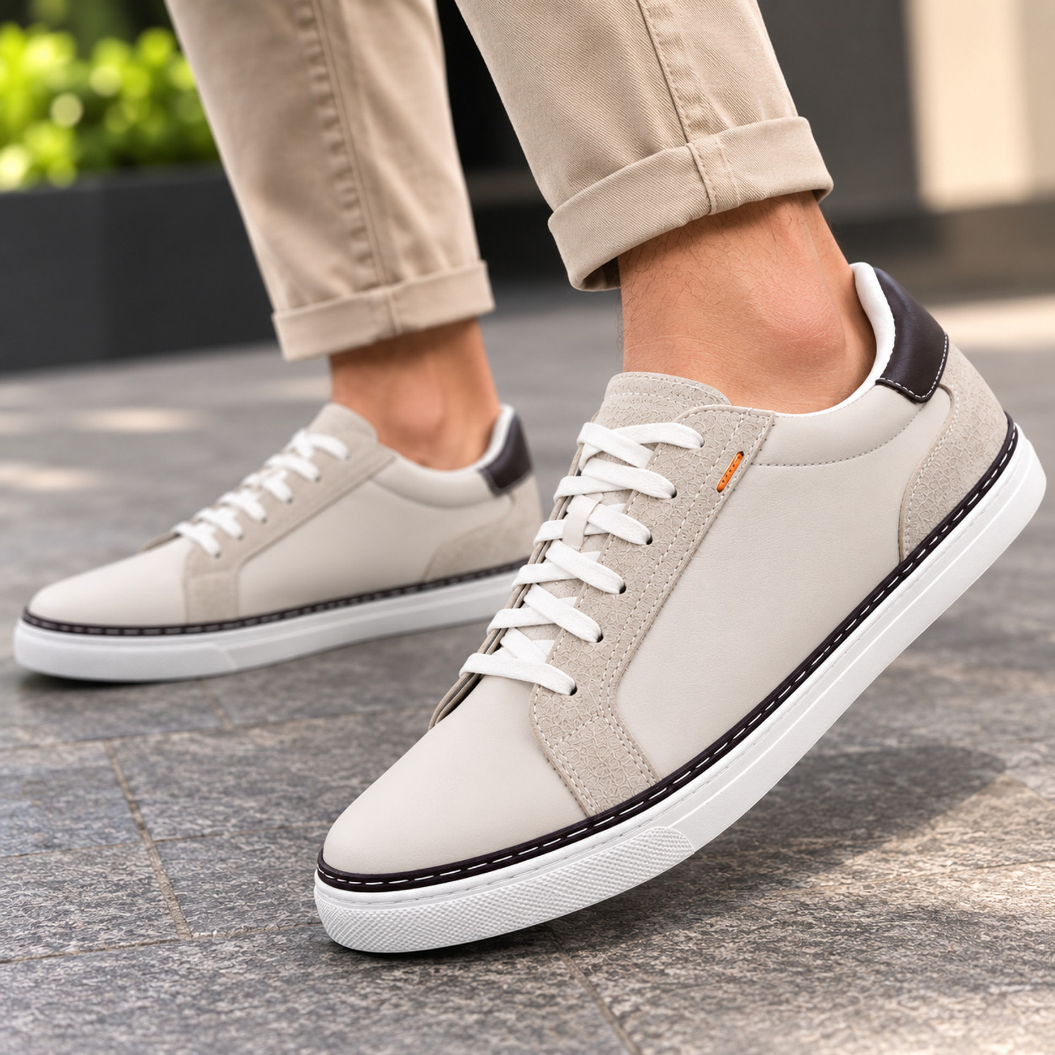 Image of mundaaz 100% genuine Leather shoes Casuals For Men (Off White, 7)