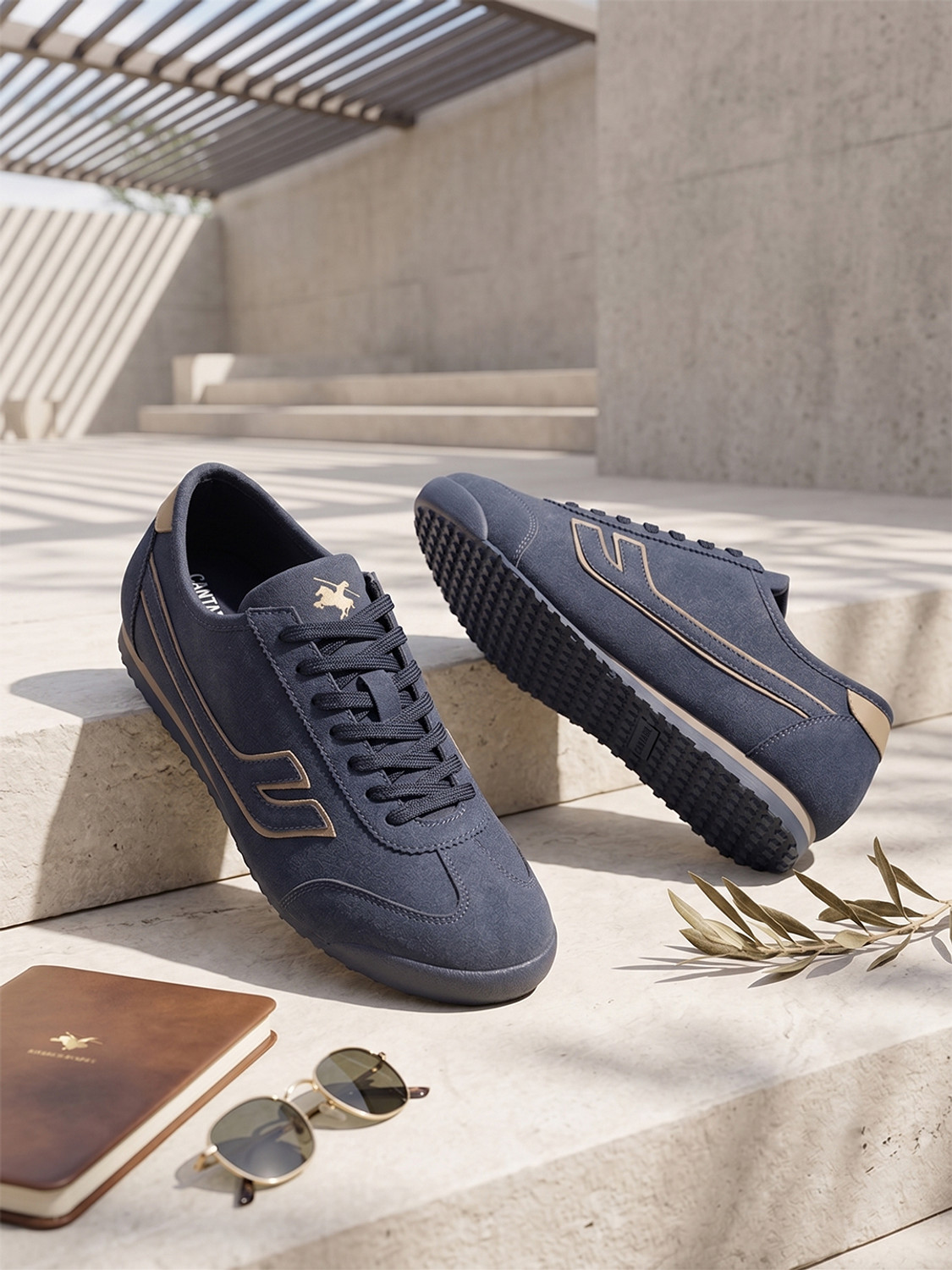 Image of Cantabil Men's Navy Colourblock Casual Sneakers Sneakers For Men (Navy, 7)