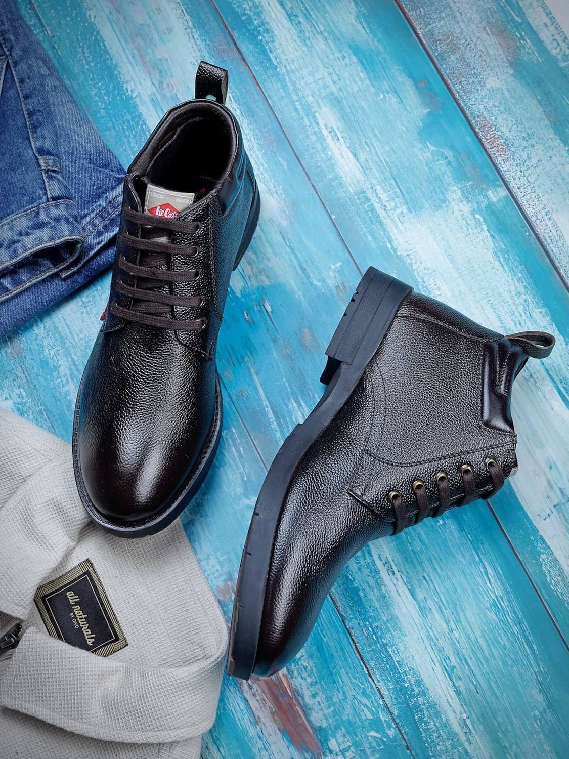 LEE COOPER Men's Leather Lace-up Comfort Boots - Image 2