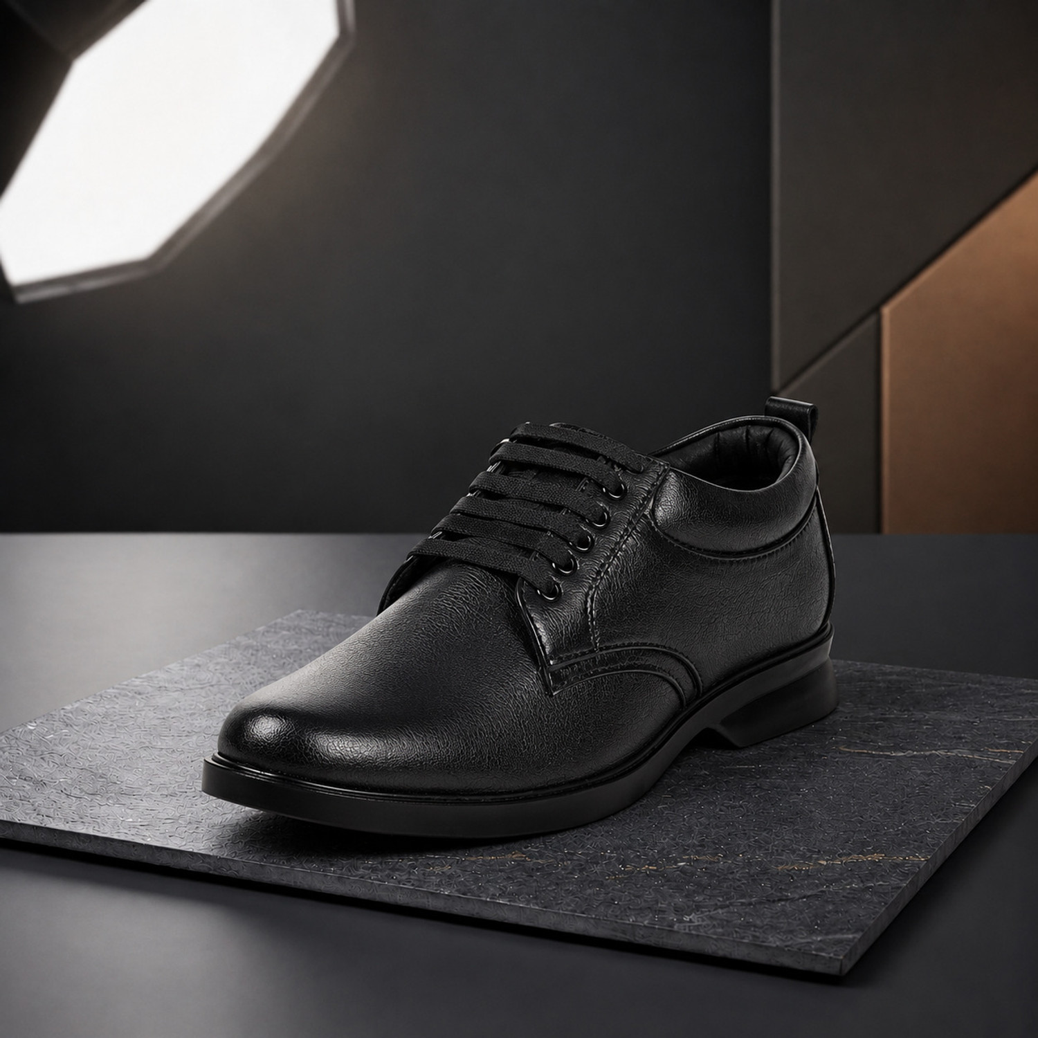 Image of leacom Mens Black Formal Shoes Comfort & Lightweight boots Lace Up For Men