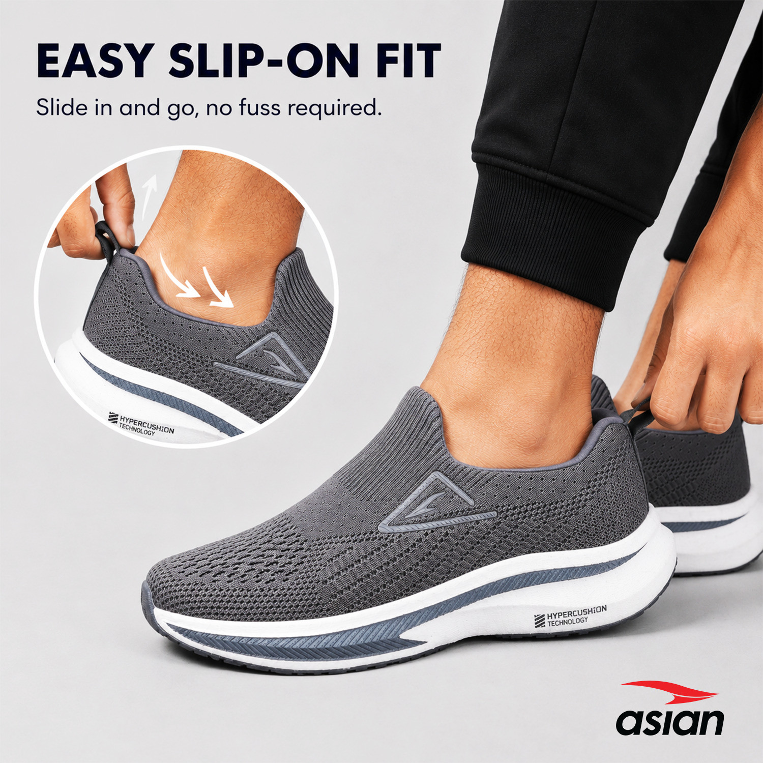 Image of asian Hypercushion Walk-01 Mens Walking Shoes|Responsive E-TPU Sole Lightweight Loafers For Men