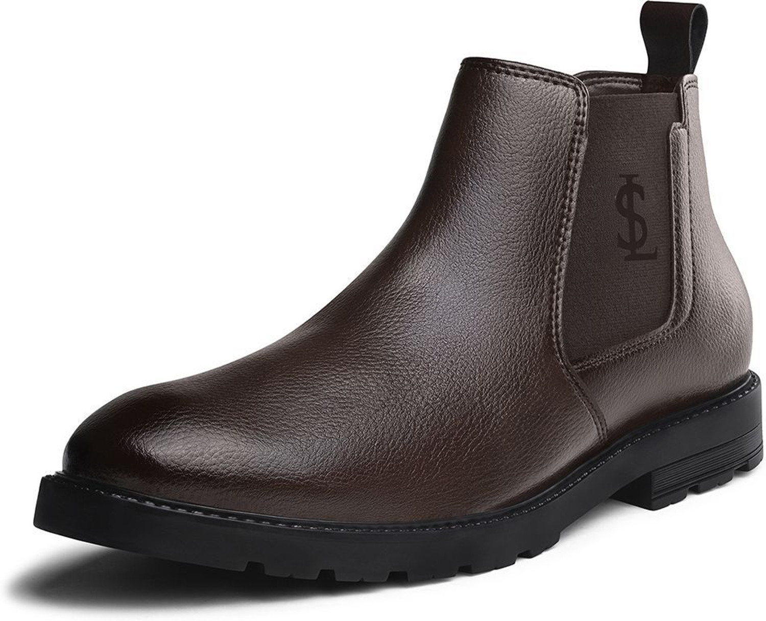 Image of LOUIS STITCH Men's Brunette Brown Mid-Top Slip-On, The Executive Chelsea Boots, LSBT-WBNDCL Boots For Men
