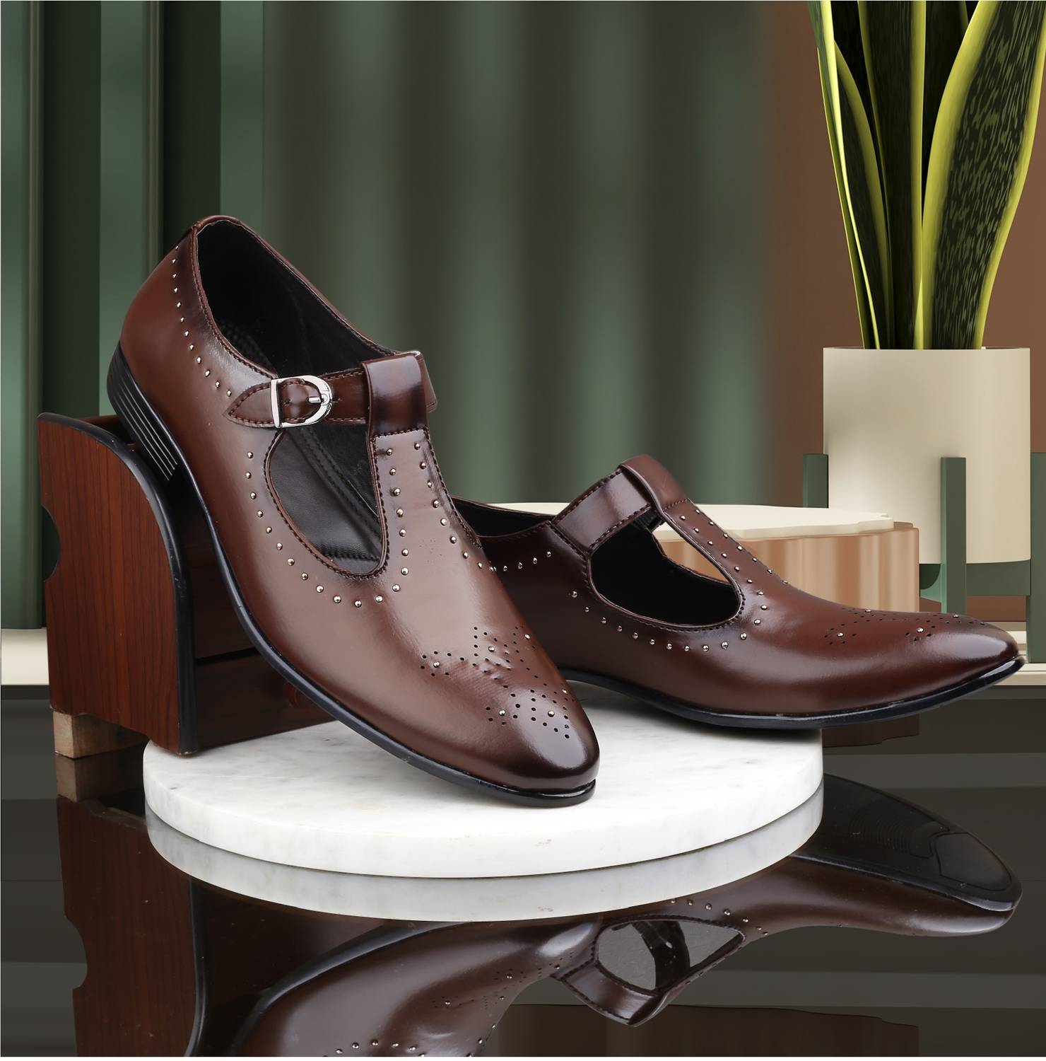 BXXY Men's Synthetic Material Causal Outdoor And Party Wear Peshawari Monk Strap For Men