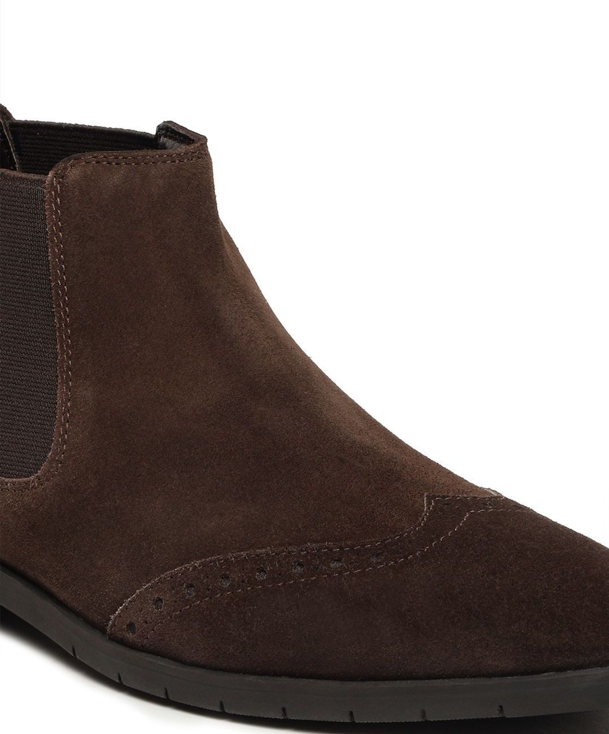 Image of Teakwood Leathers Men's Brown classy Suede Leather Mid-Top Chelsea Boots Boots For Men