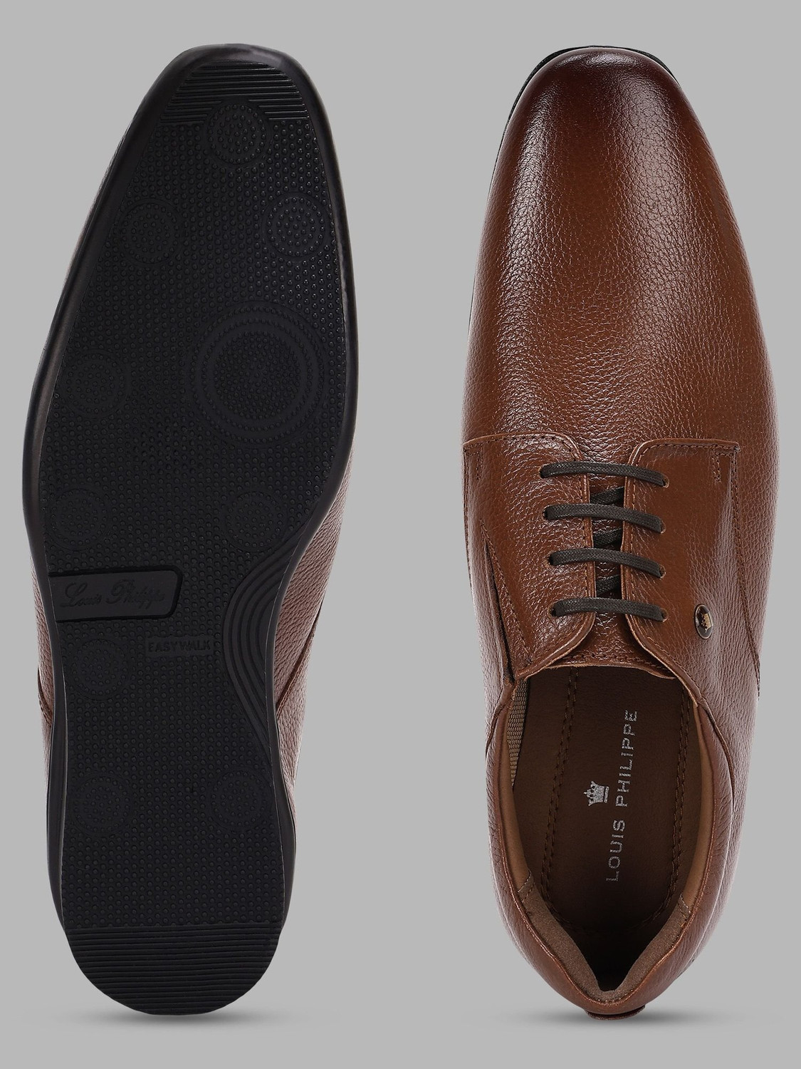 Image of LOUIS PHILIPPE Premium Leather Breathable Anti-Slip Flat Heel Formal Derby For Men
