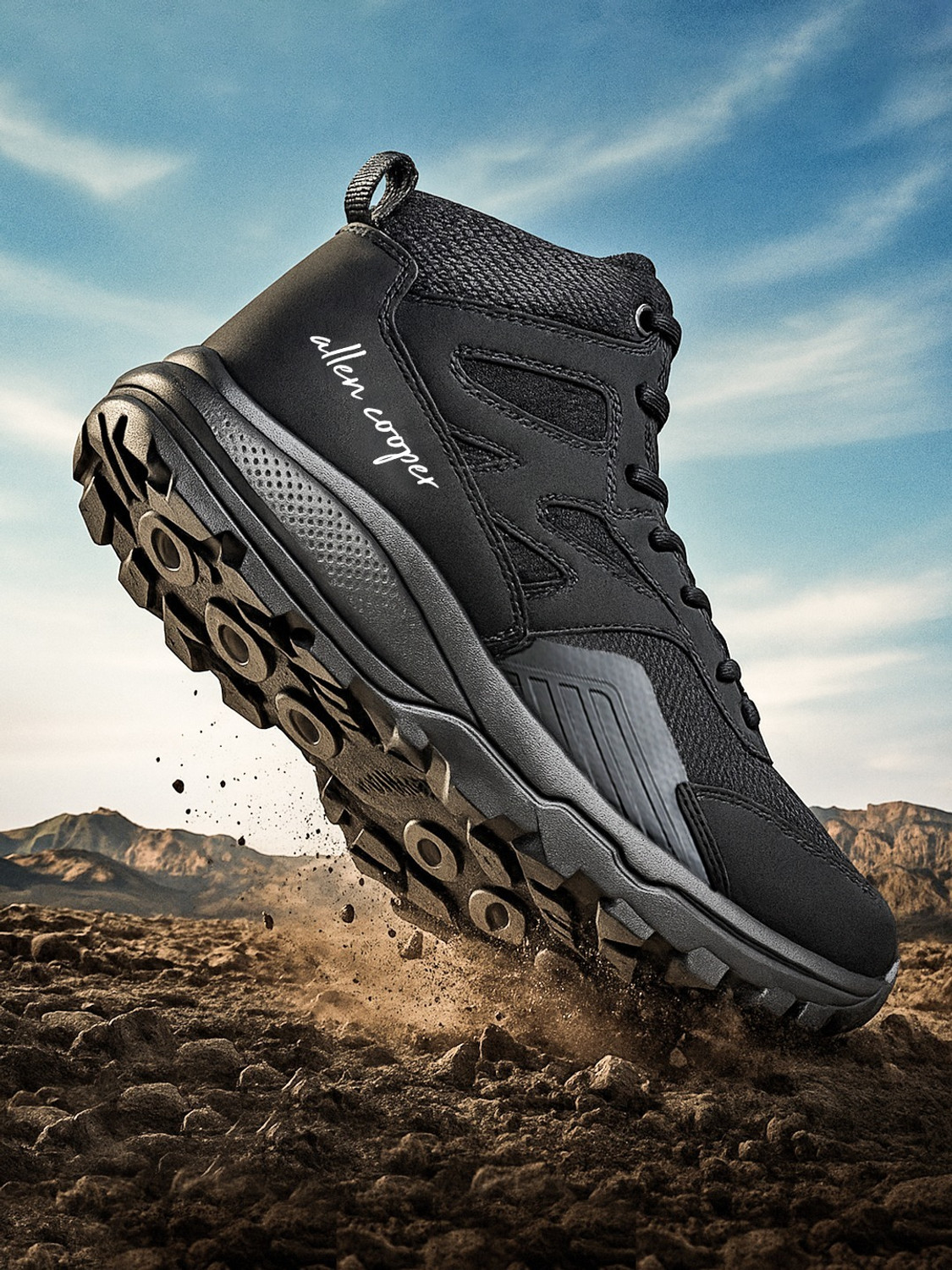 Image of Allen Cooper Comfortable High Cushioned Hiking & Trekking Shoes For Men (Black, 10)