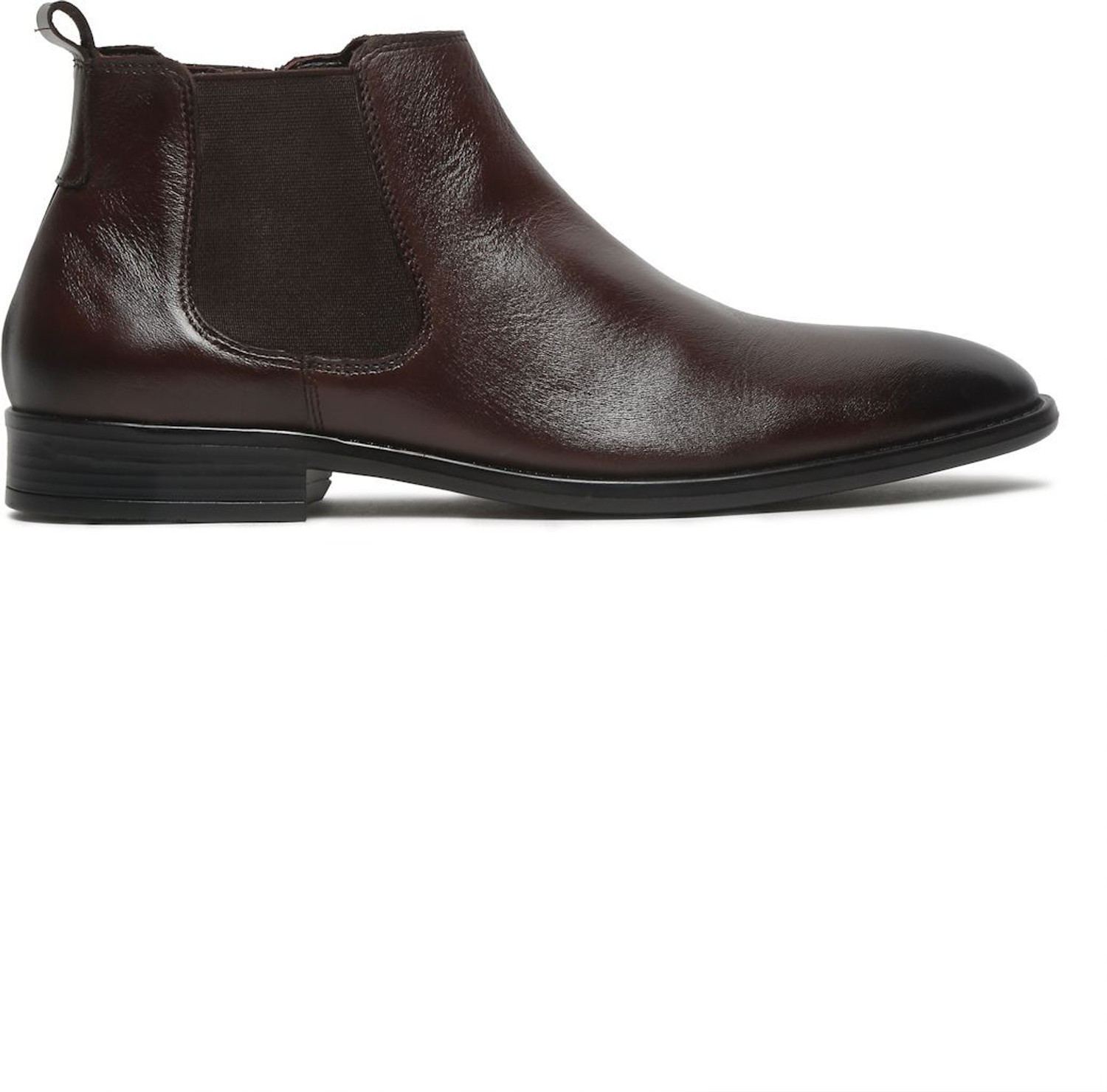 Image of Teakwood Mens Leather Chelsea Boots With Mid Top Block Heels Boots For Men