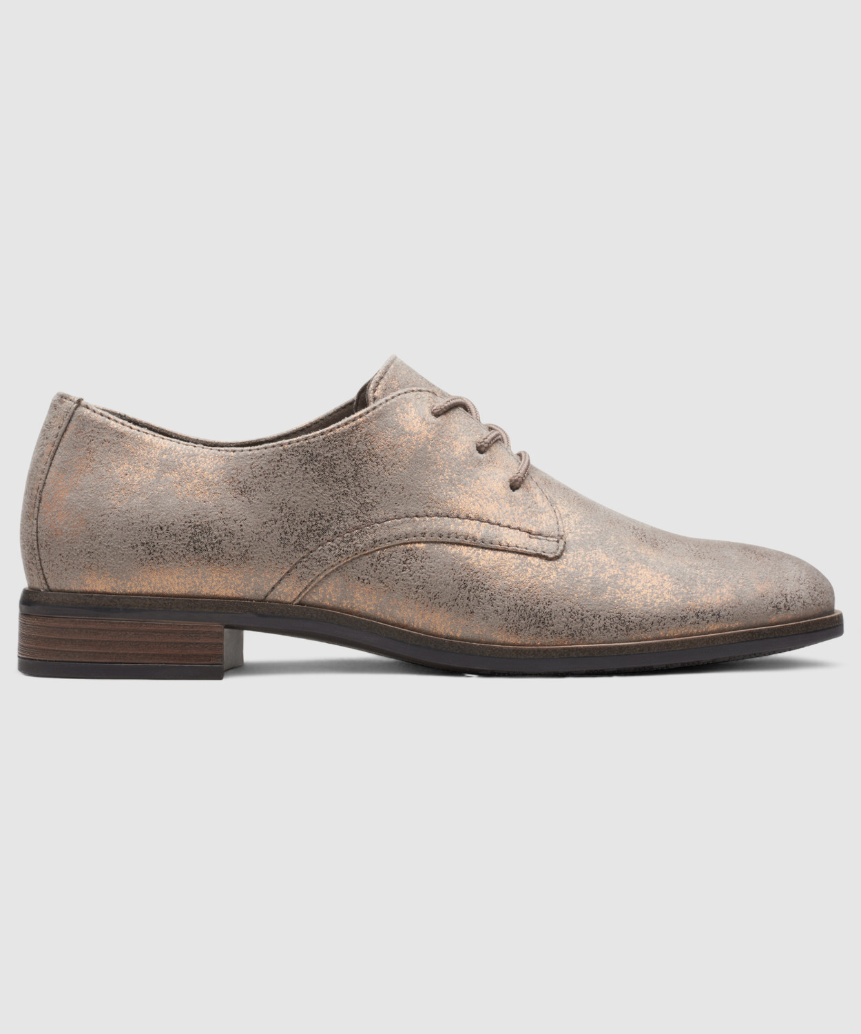 Image of CLARKS Trish Tye Copper Metallic Casuals For Women (Brown, 3.5)