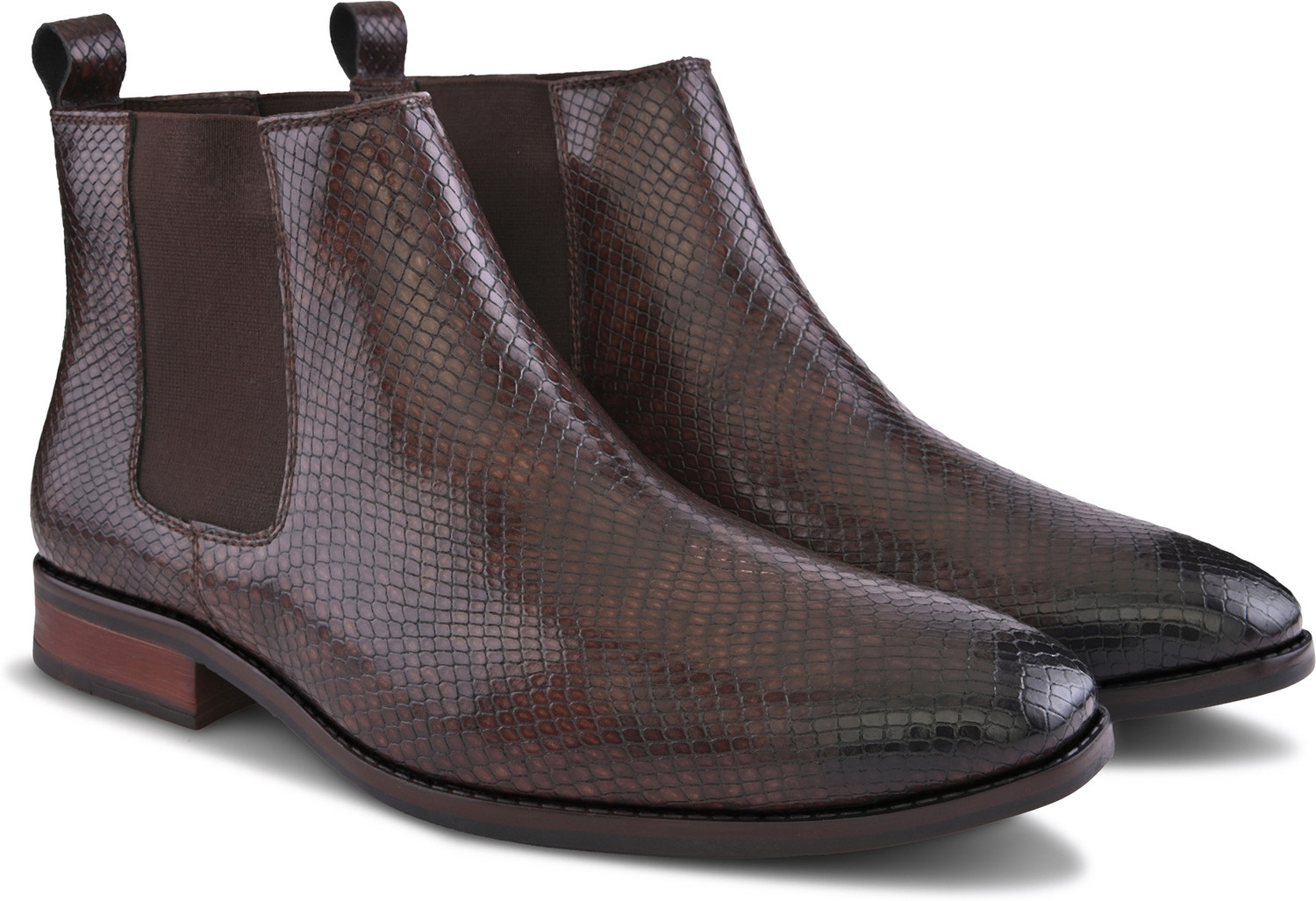 Image of House of Pataudi Men brown synthetic leather high top ankle regular chelsea boots Boots For Men (Brown, 9)