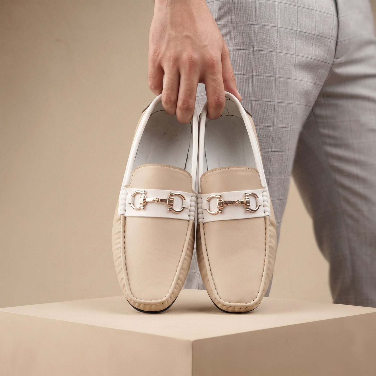 Image of Shozie Men's Stylish Casual Loafers Shoes Loafers For Men (Beige, 9)