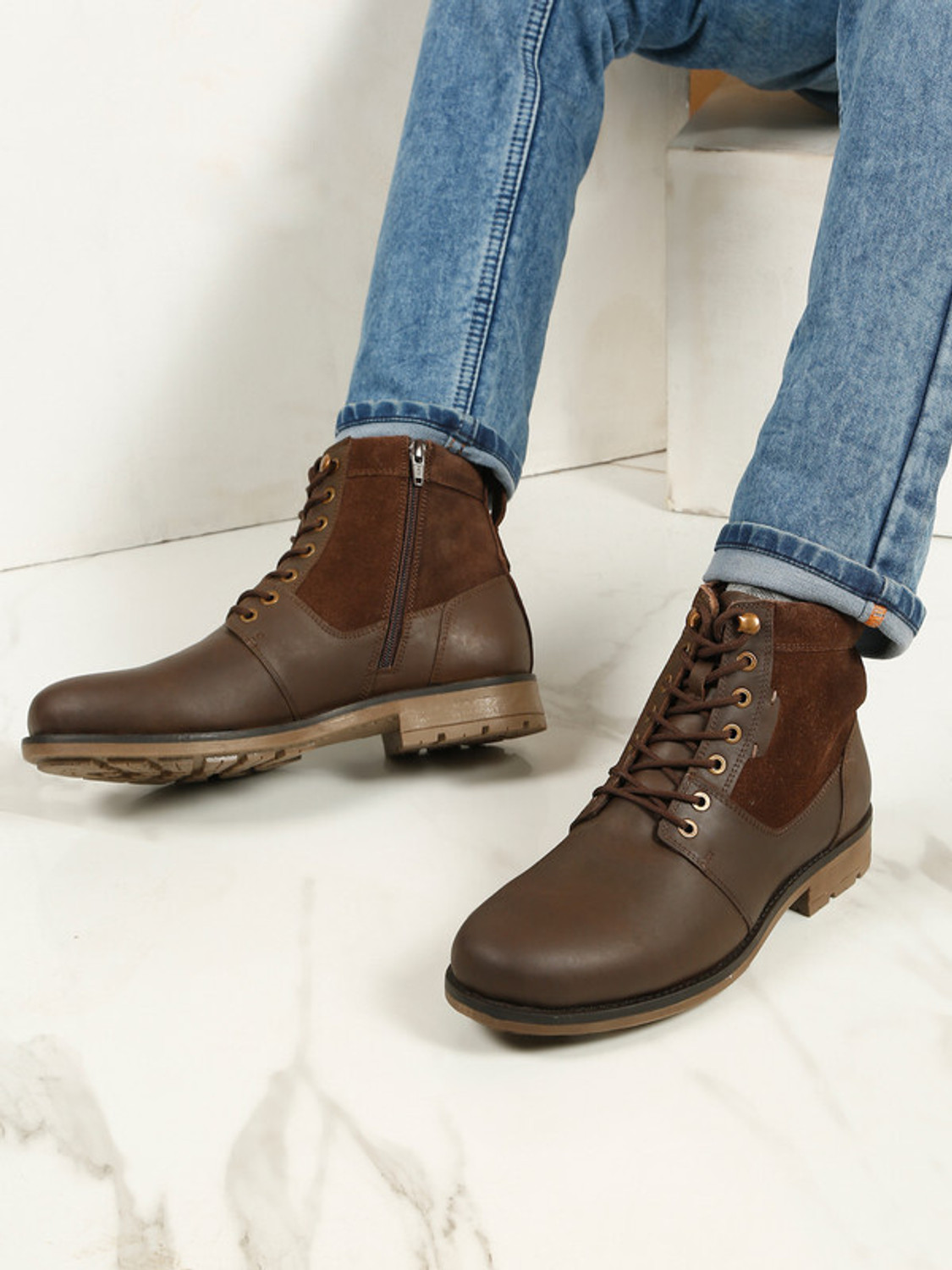 Image of Teakwood Leathers BROWN LEATHER MEN BOOT Boots For Men