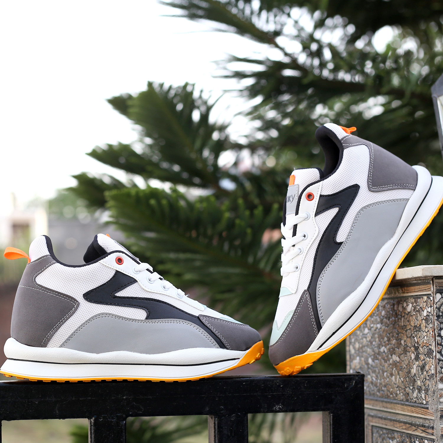 Image of YUVRATO BAXI Mens 3 Inch Hidden Height Increasing Grey Casual Sports Lace-up Outdoor shoes Running Shoes For Men