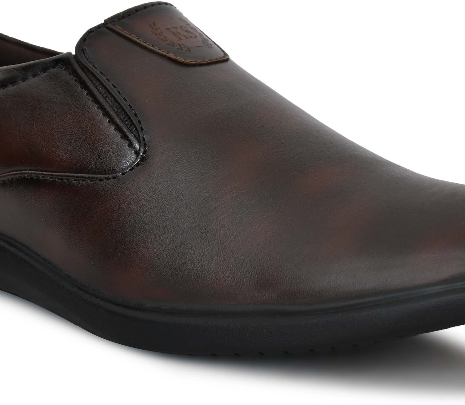 Image of kickonus Synthetic Brown Casual Ethnic Nagra Loafers For Men