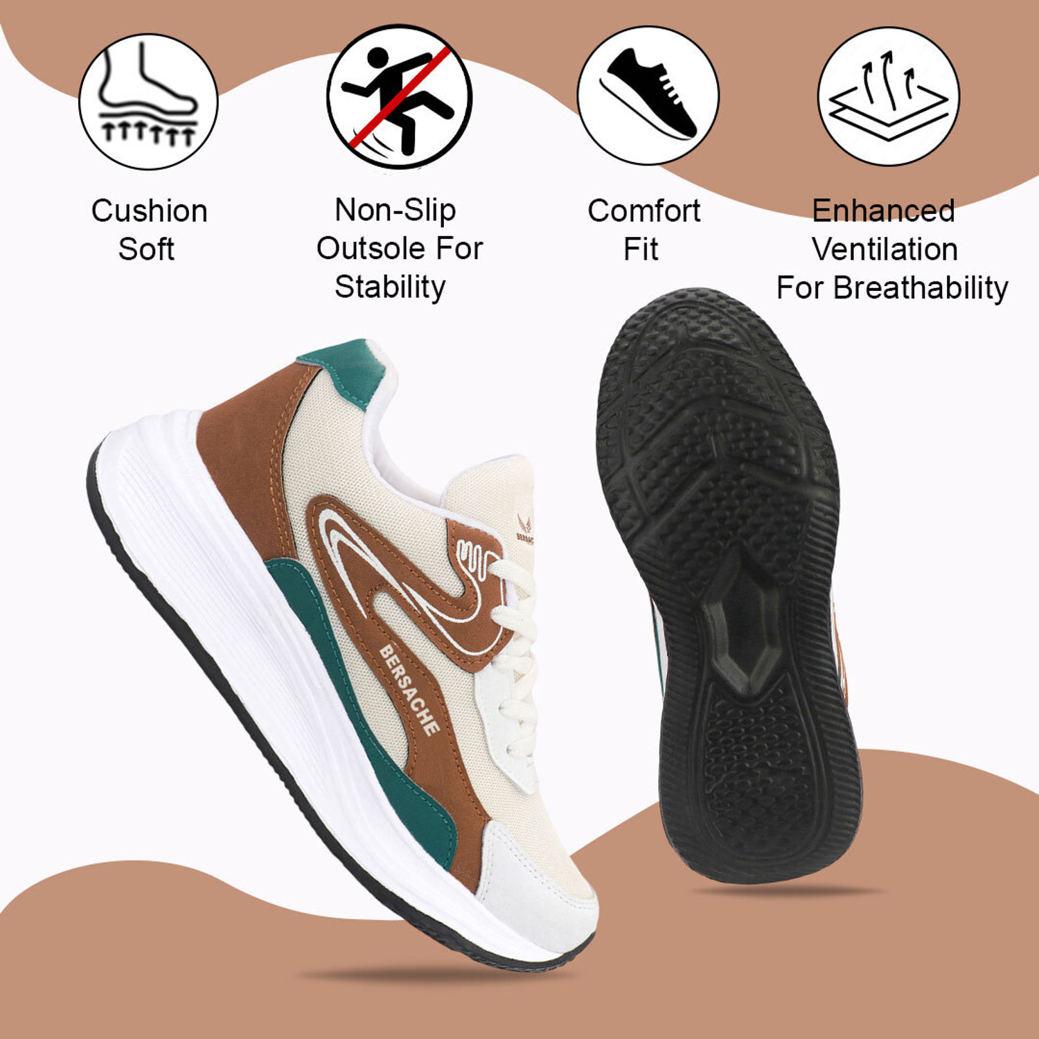 Image of BERSACHE Casual Sneaker shoe for Men|Cushioned Insole,Slip-Resistance Casuals For Men Sneakers For Men