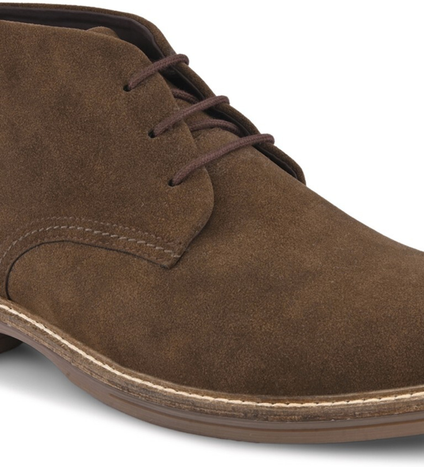 Image of House of Pataudi Men brown suede casual slip on lace up ankle length chukka boots Boots For Men (Brown, 9)