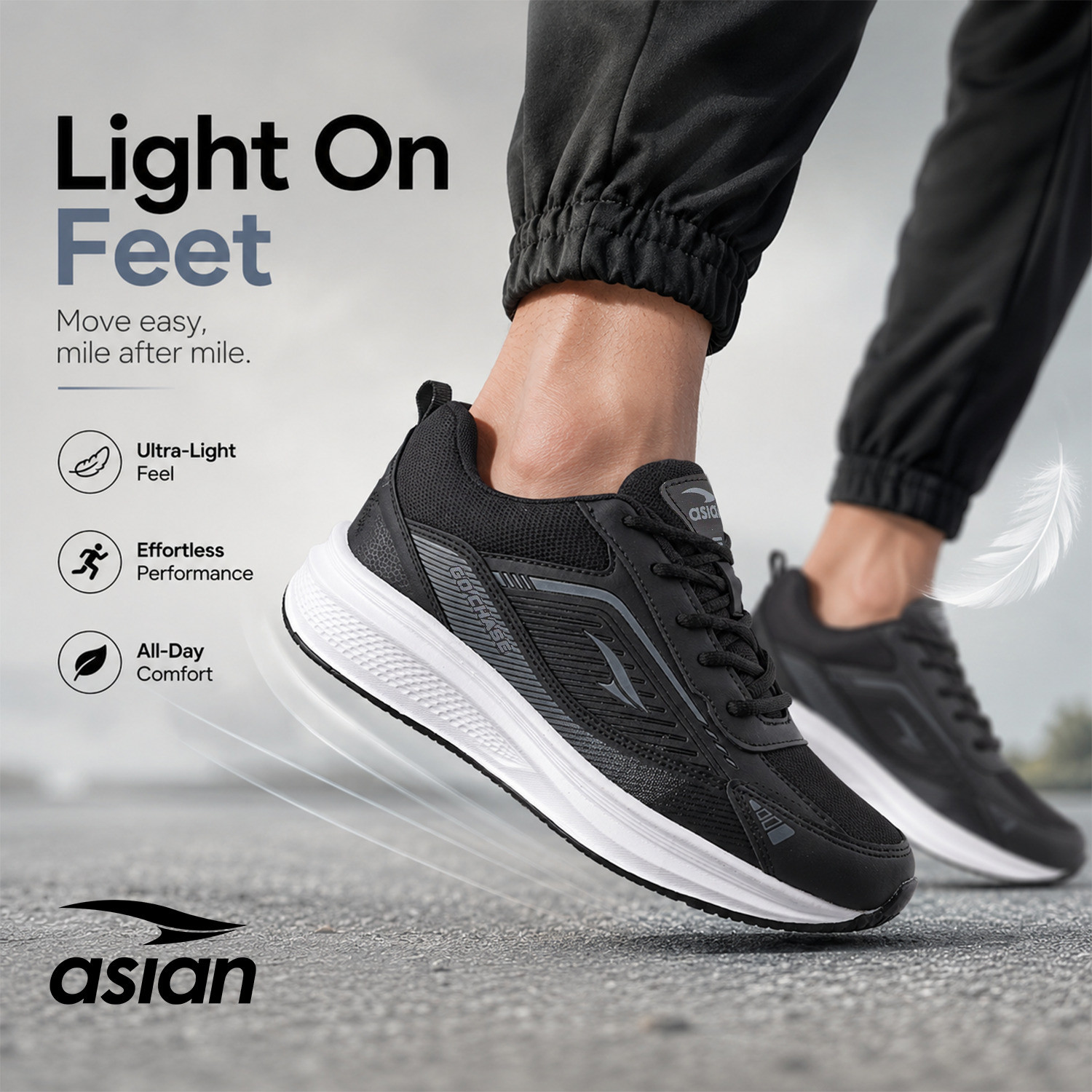 Image of asian Wonder-32 Men's Sports Shoes with Soft Cushion Sole & Lace-Up Comfort Running Shoes For Men