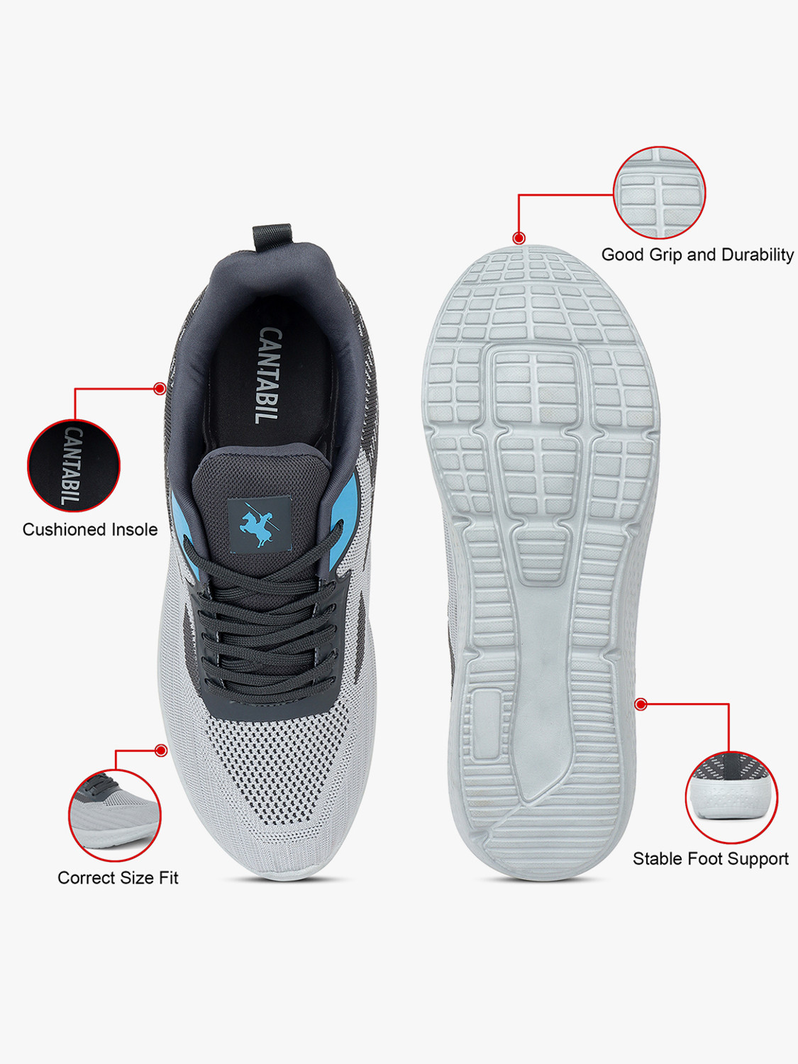 Image of CANTABIL Casual Sports Shoes for Men l Lightweight & Comfortable with Cushioned Insole Casuals For Men