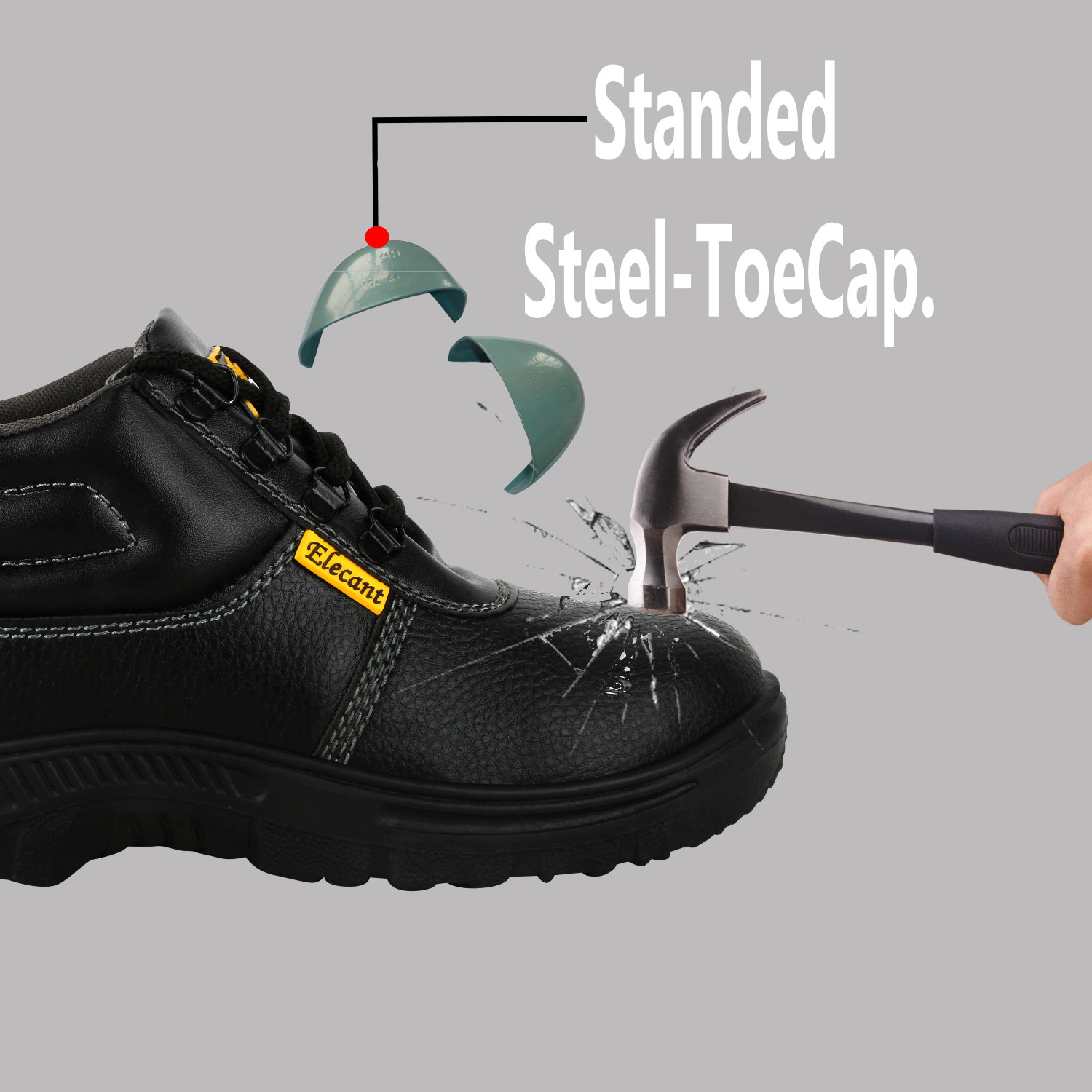 Image of Elecant PVC Sole Industrial Safety Shoes With Steel Toe Protection Boots For Men