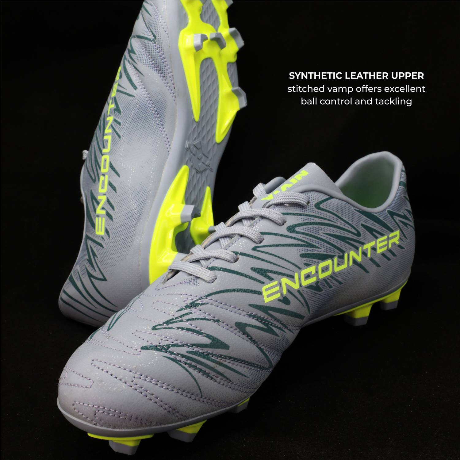NIVIA Encounter 11 Stud Football Shoes For Men (Gray) - Image 3