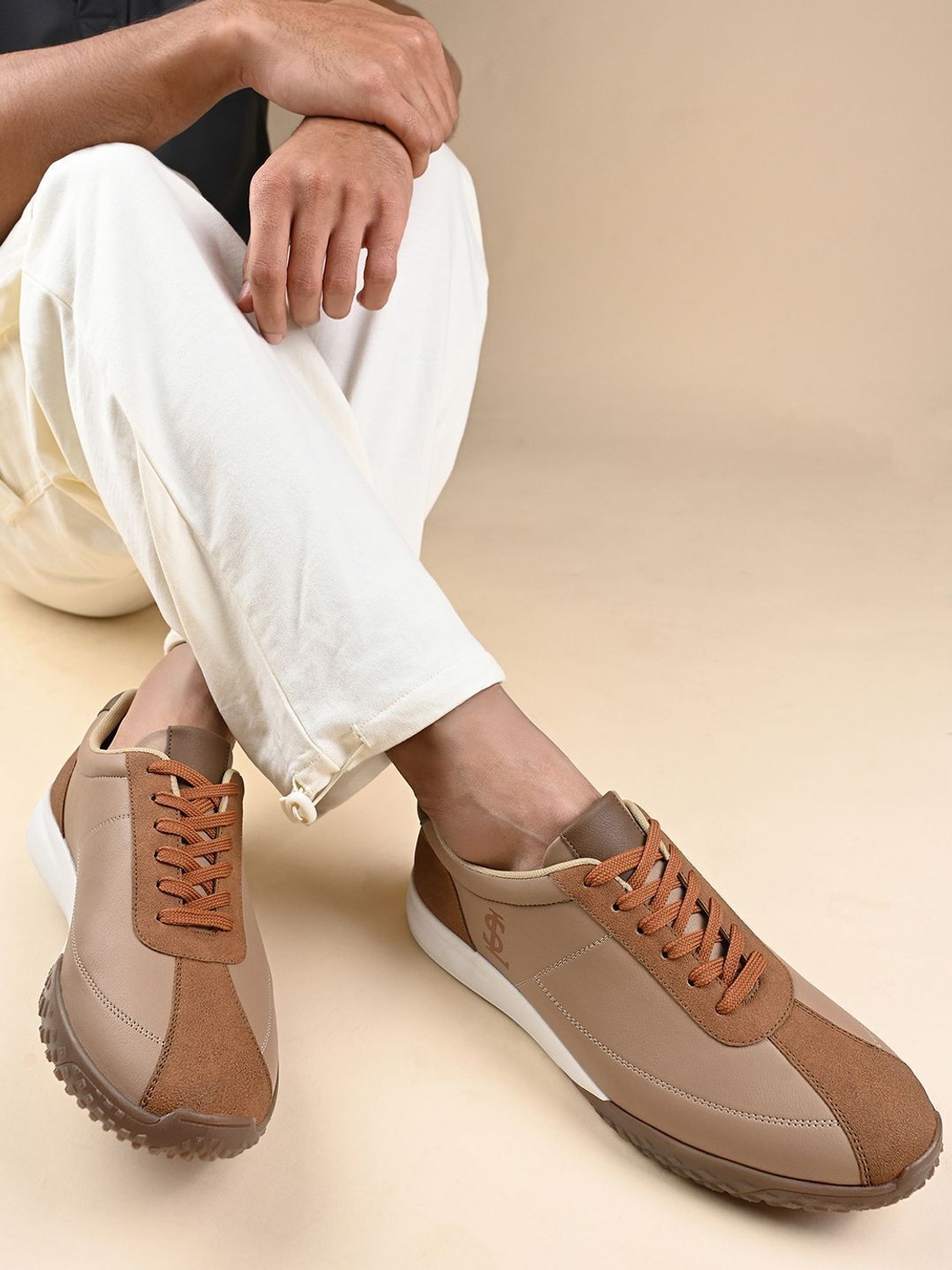 Image of LOUIS STITCH Men's Tan and Beige Sneaker, Casual Lightweight Sneakers For Men, UK-10 Sneakers For Men