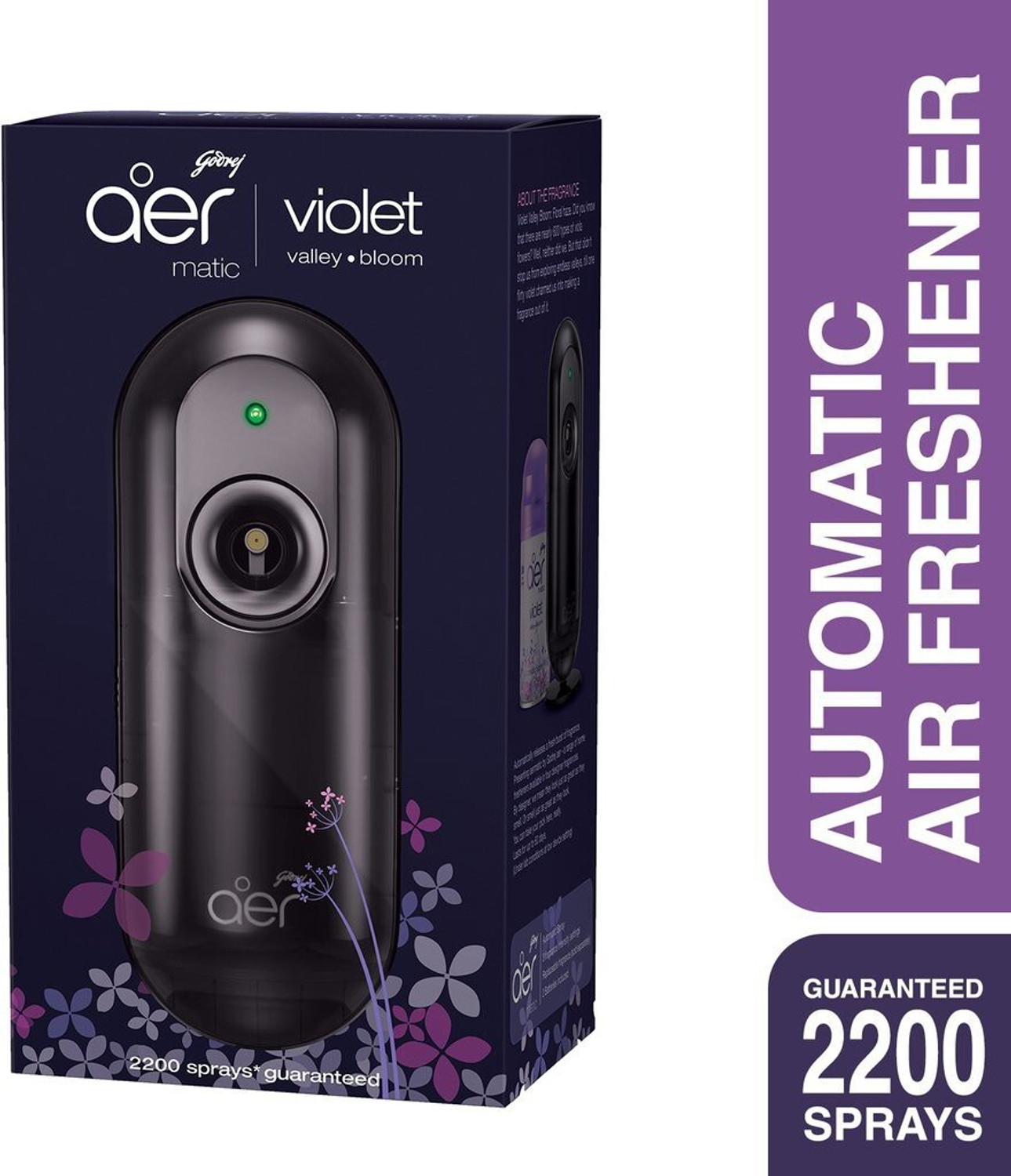 Image of Godrej violet valley bloom Automatic Spray matic automatic air freshener kit with flexi control violet valley bloom