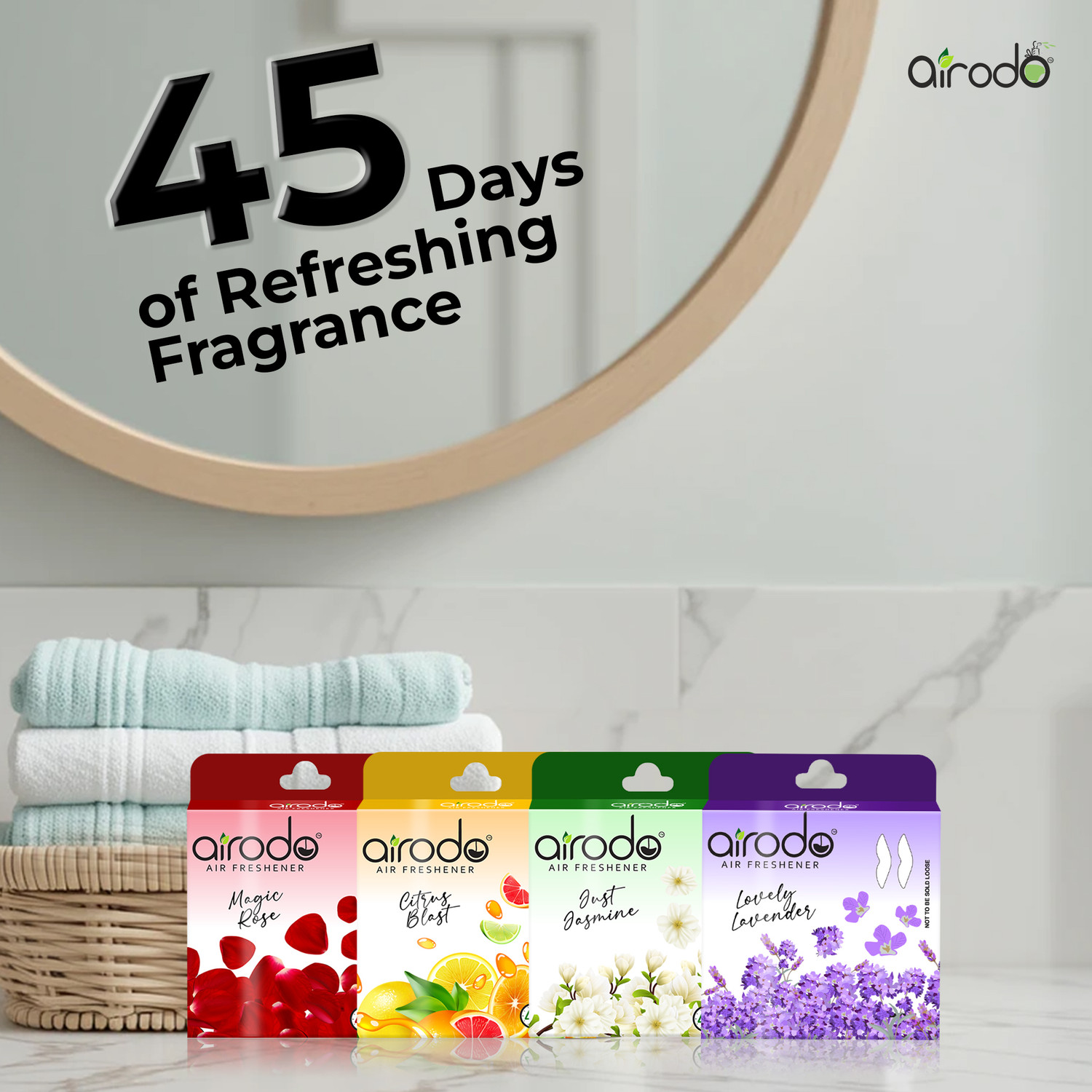 Image of AIRODO Magic Rose, Citrus Blosy, Just Jasmine, Lovely Lavender Blocks Air Freshener Blocks For Bathroom And Toilet |Lasts Up To 45 Days|24H Protection-50gm