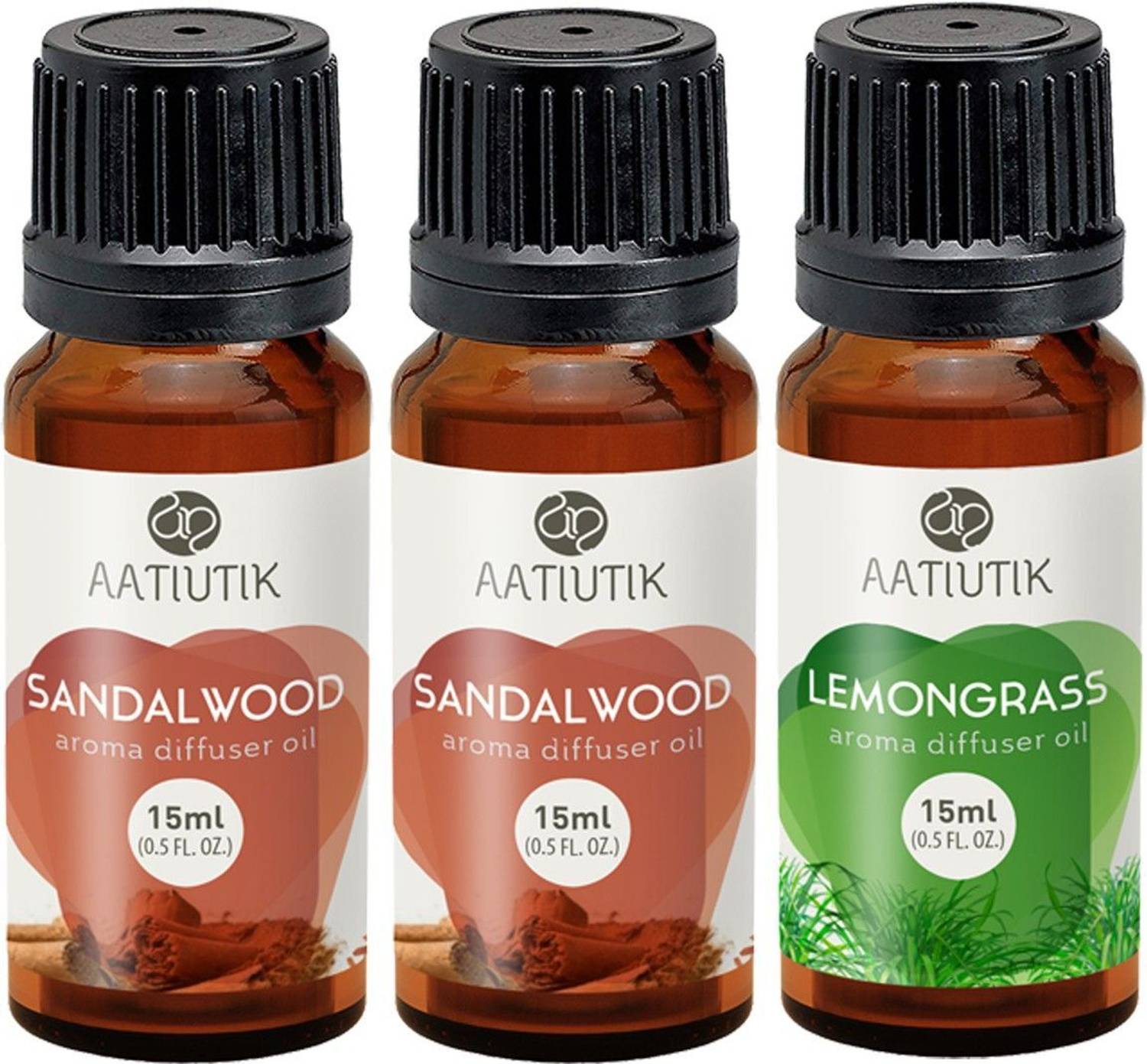 Aatiutik Sandalwood, Lemongass Electric and Tlight Home Fragrance Diffuser Diffuser Aroma Oil of 15ml for Electric and tlight Aroma Diffuser