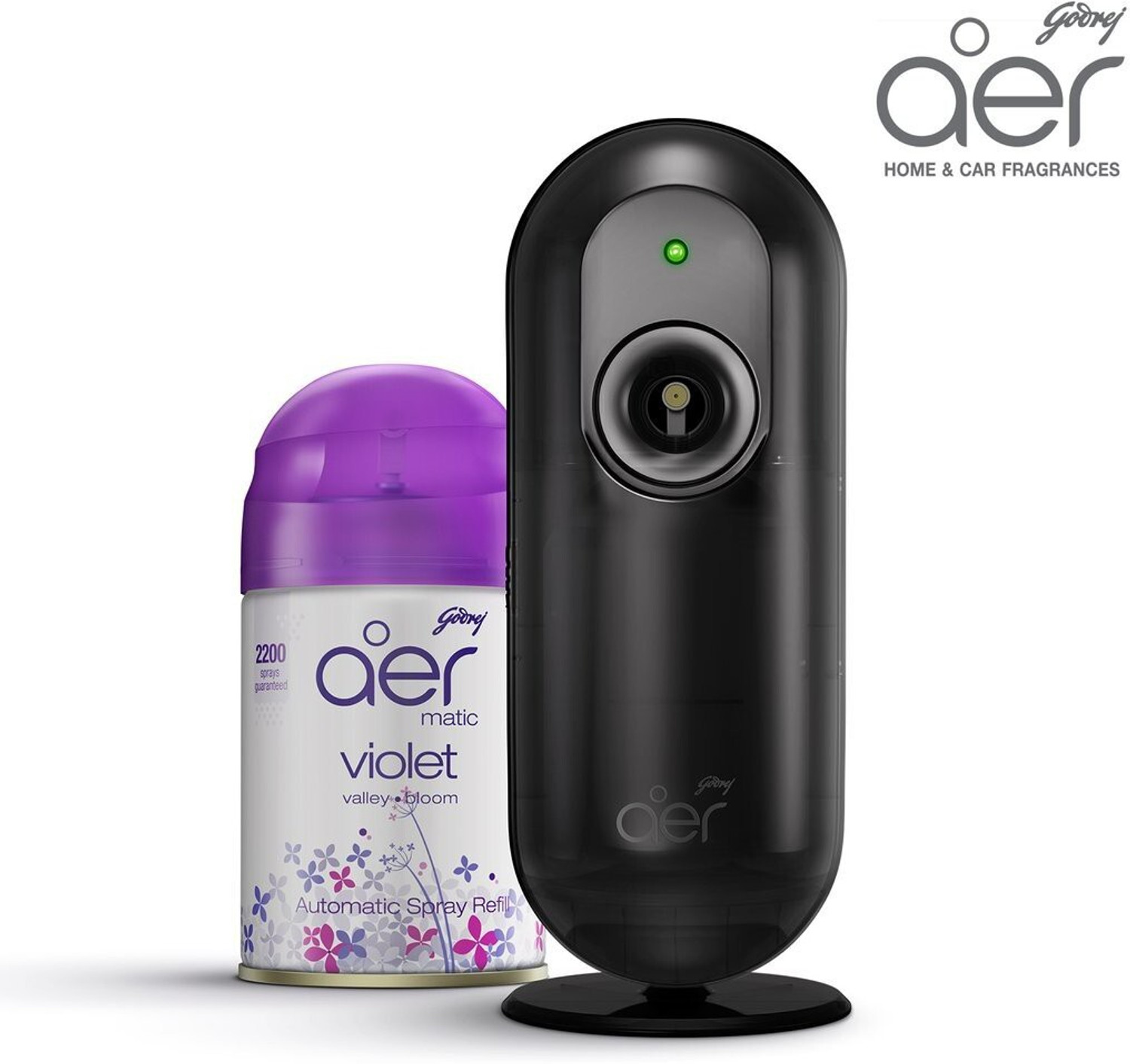 Image of Godrej violet valley bloom Automatic Spray matic automatic air freshener kit with flexi control violet valley bloom