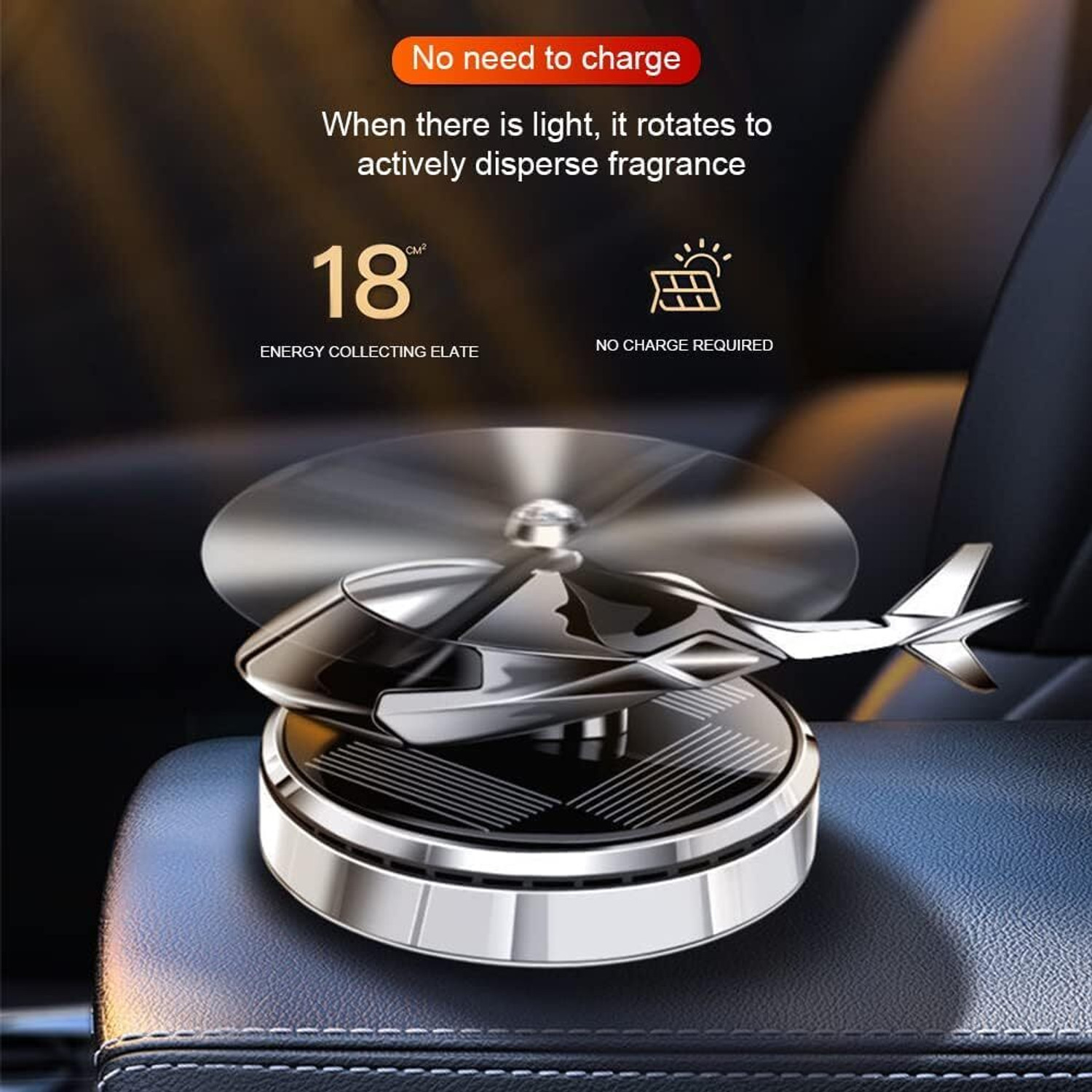 Image of PINOPZA Random Car Freshener Diffuser Solar Powered Helicopter Car Air Freshener & Dashboard Decorative Perfume Diffuser