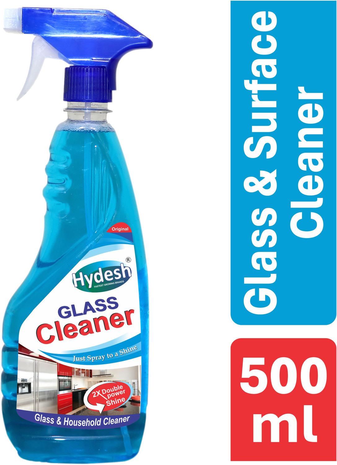 Image of hydesh 2X Double Power Shine Glass & Household Cleaner Just Spray to a shine