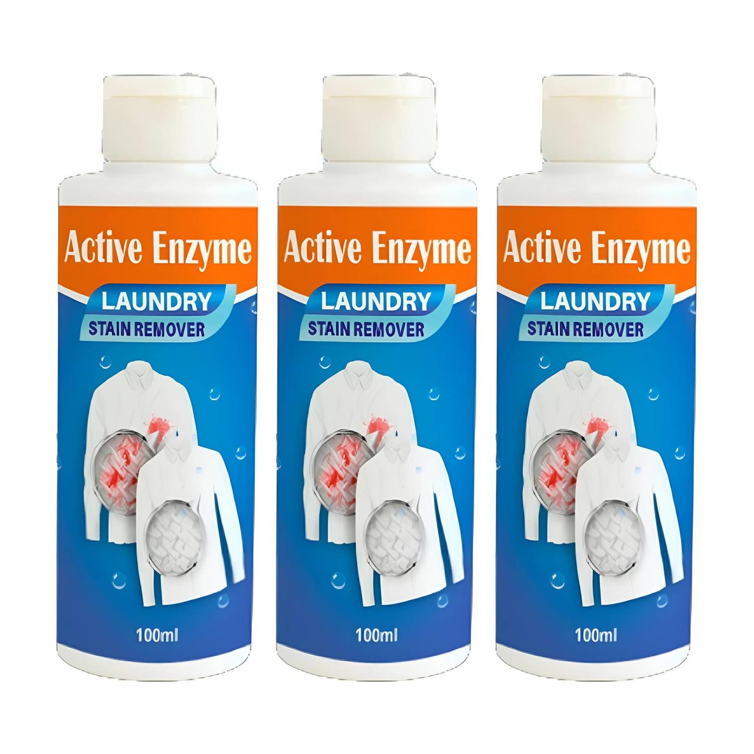 active enzyme Laundry Stain Remover for Clothes, Sofas & Cars | Removes Tough Stains, Pack 3 Stain Remover