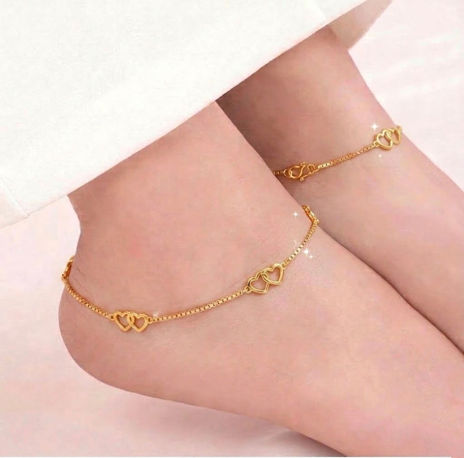 Image of Kunjus Festive Wear Designer Golden Beads Anklet Brass Anklet