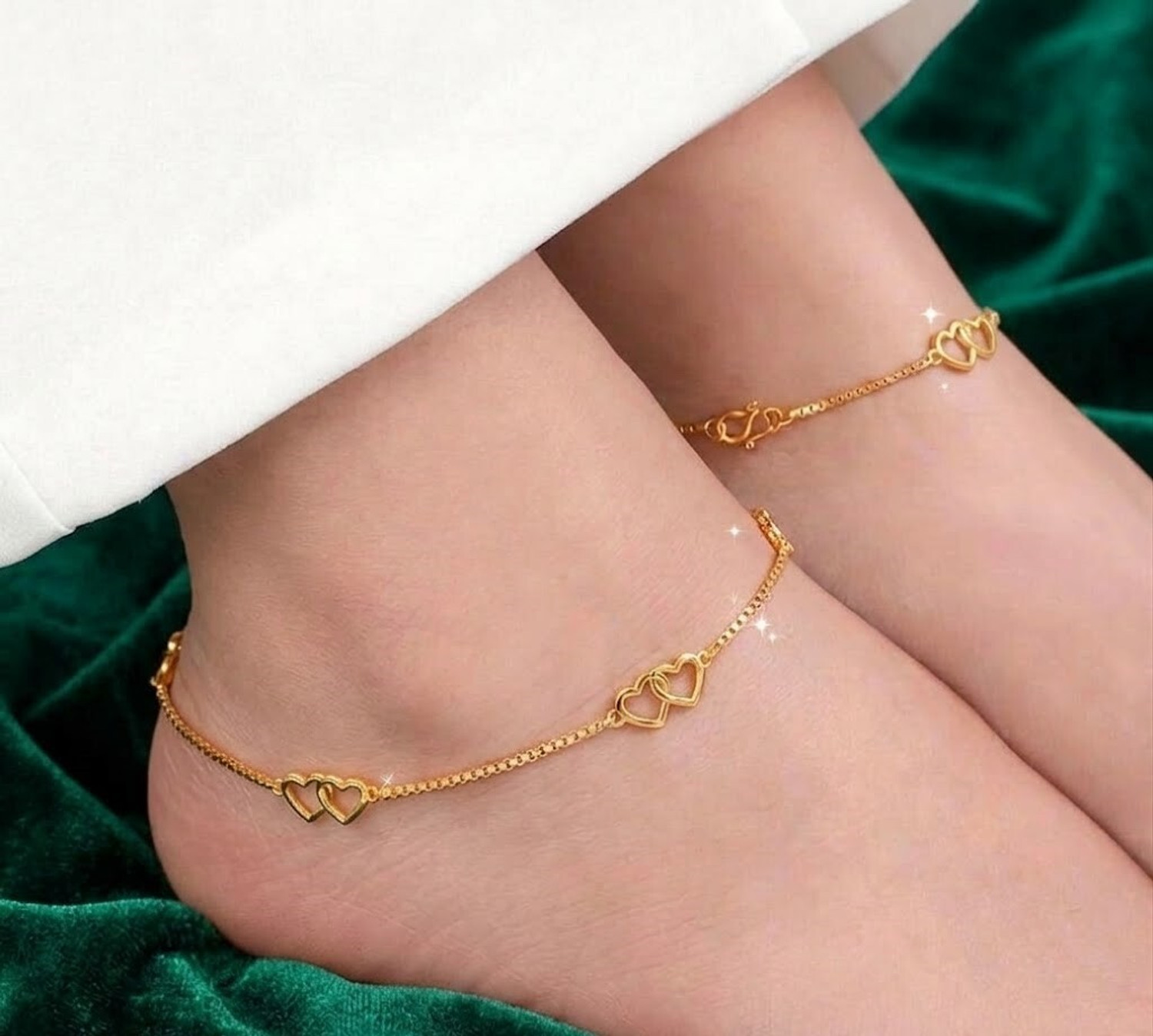 Image of Kunjus Festive Wear Designer Golden Beads Anklet Brass Anklet