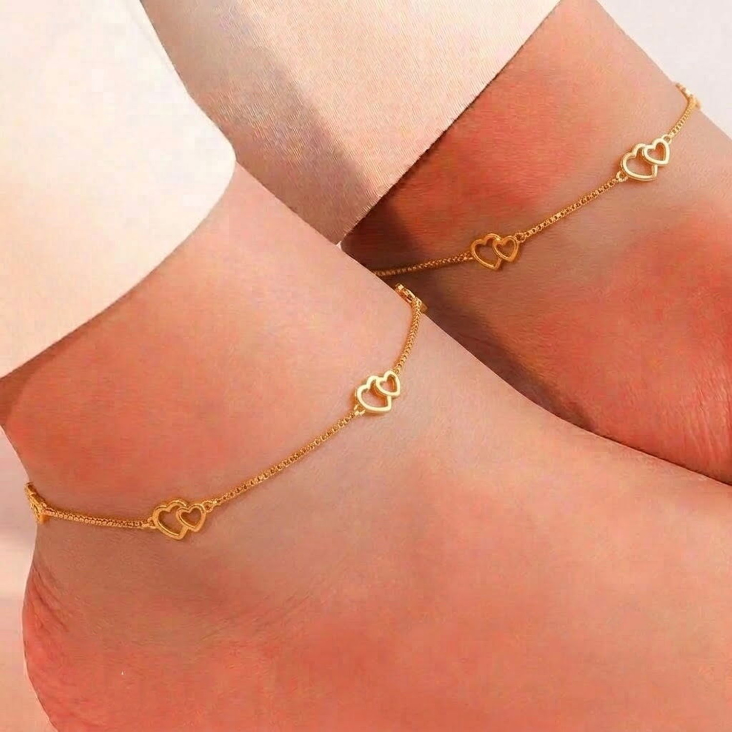 Image of Kunjus Festive Wear Designer Golden Beads Anklet Brass Anklet
