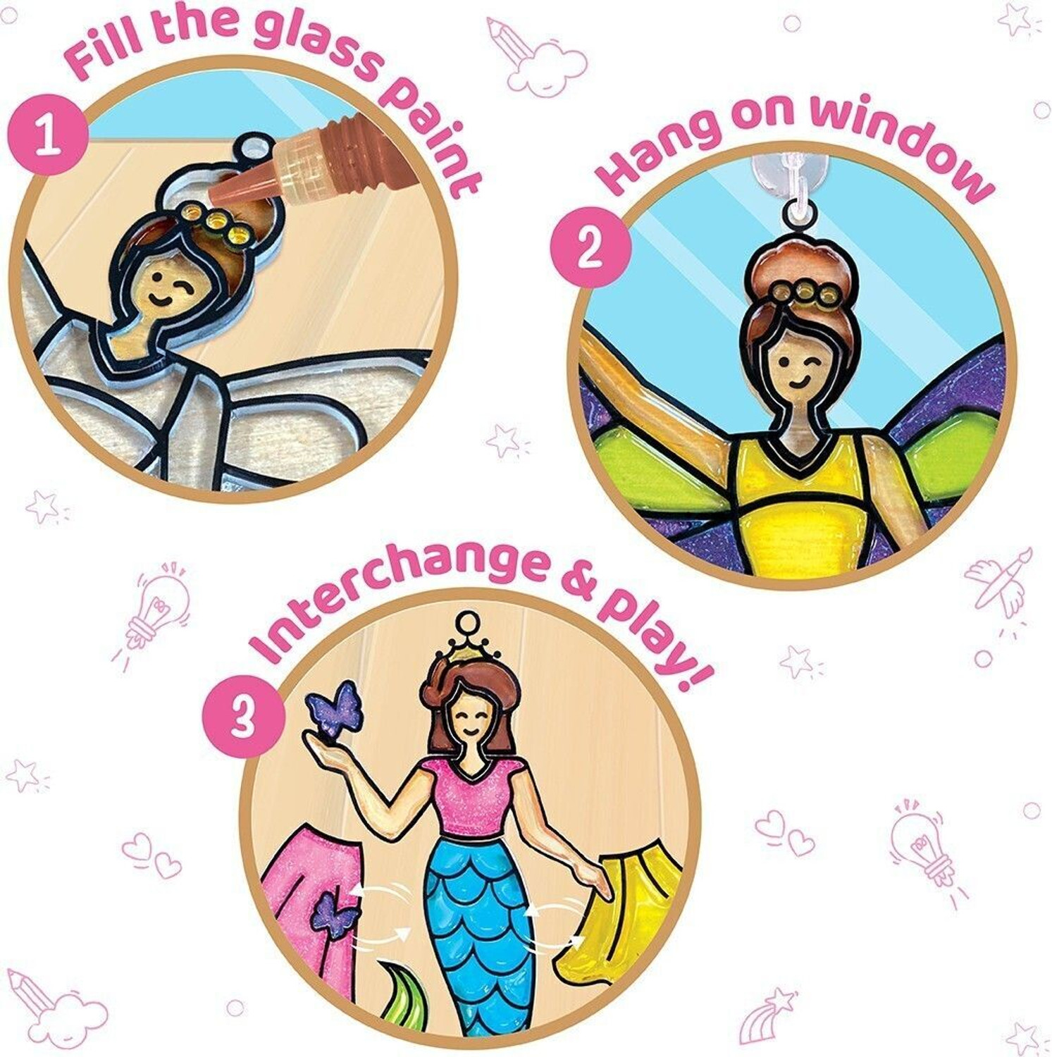 Image of Imagimake Window Art - Princess - Glass Painting Set - Craft Kit for Girls 5 Years & Above
