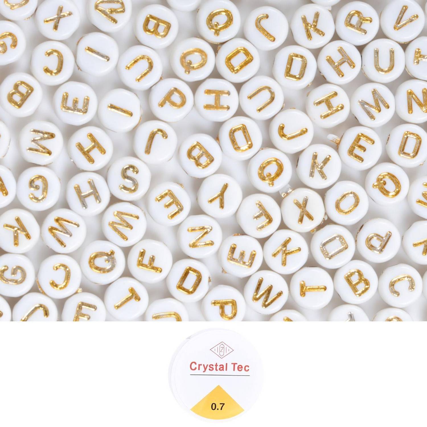 ambitieux New 330+ Round Shape Plastic Alphabet Beads with elastic roll